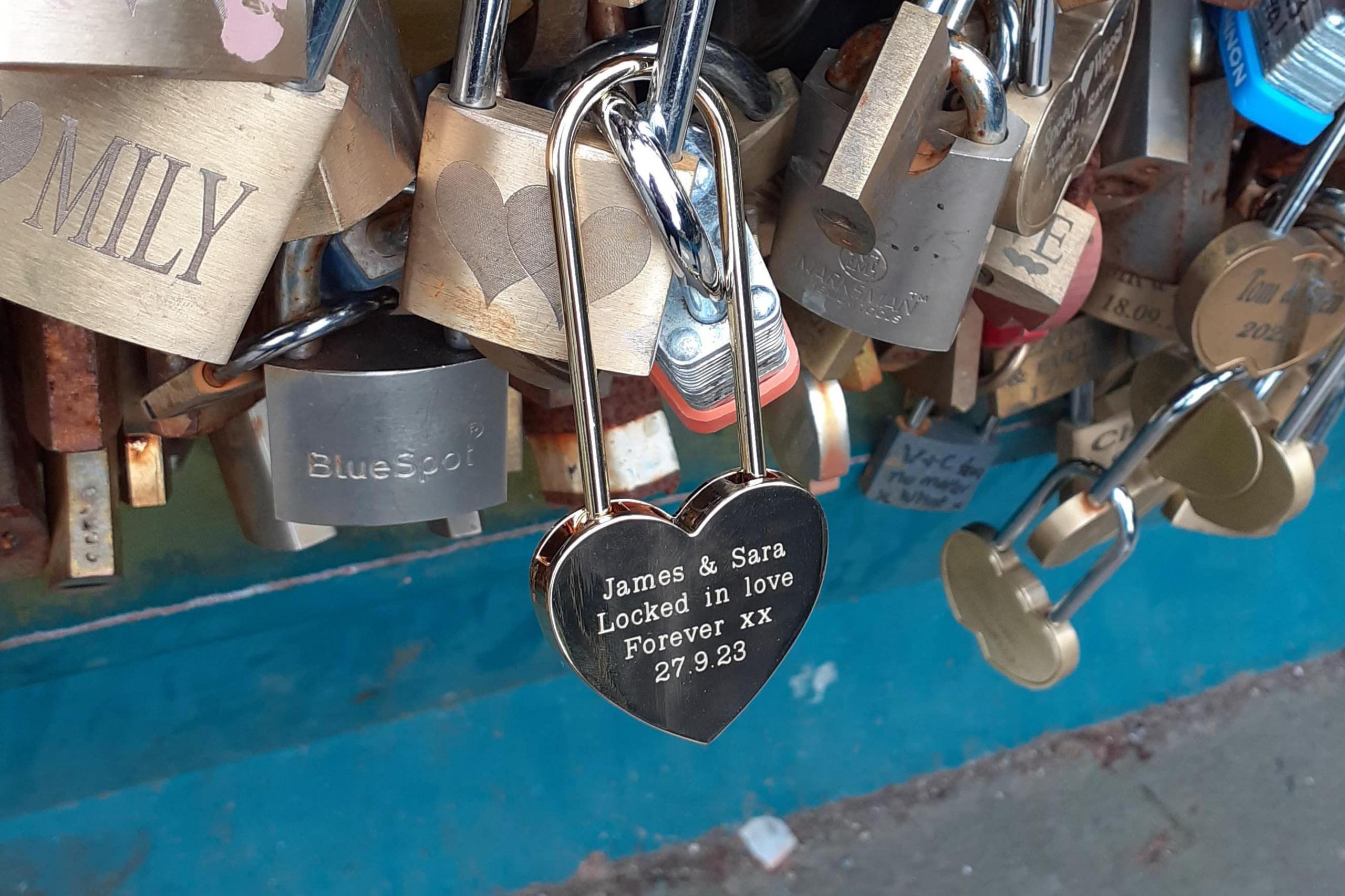 Sara and Jamie's padlock on the bridge