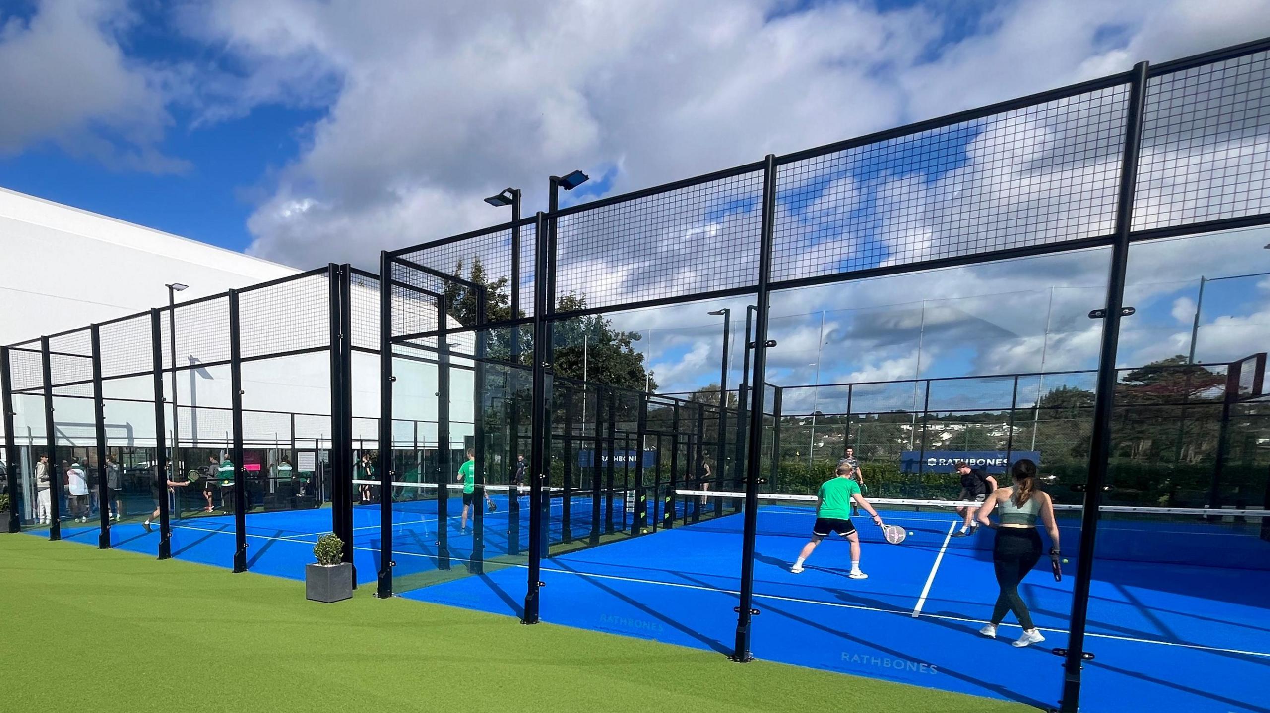 Padel matches being played at Island Padel in Jersey