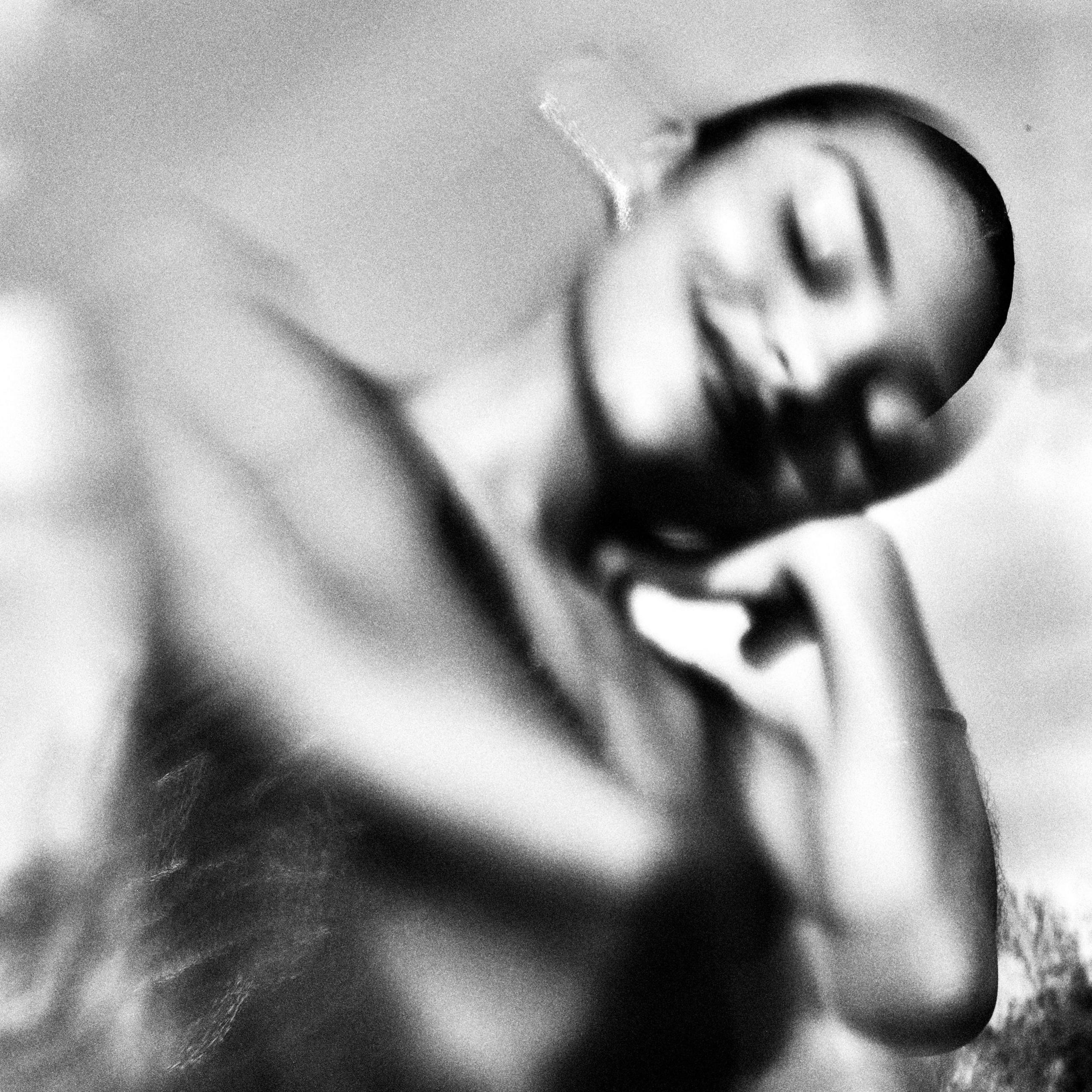 Olivia Dean in a blurry black and white image. It is the cover art for her album The Art of Loving.