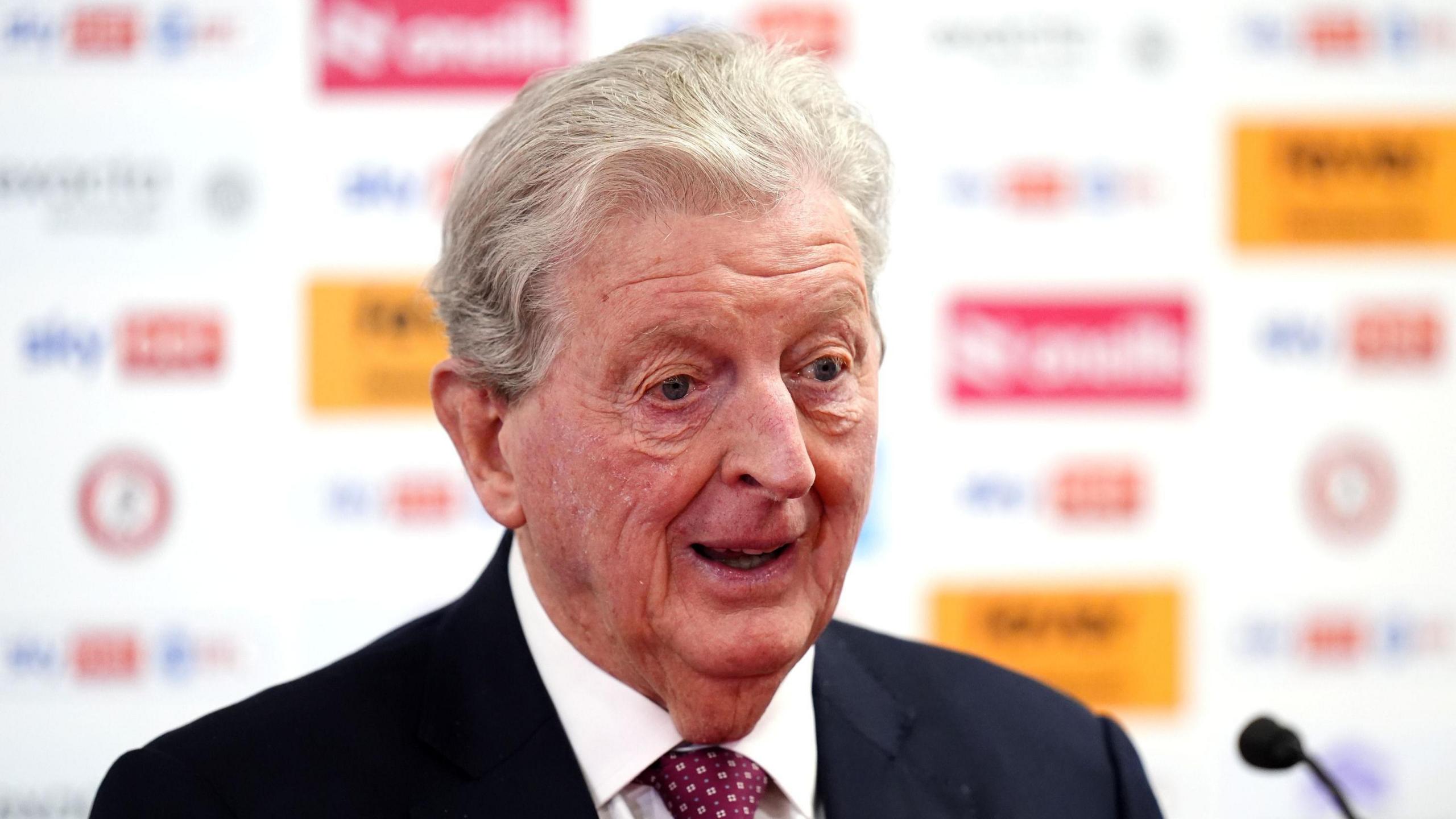 Roy Hodgson talking at a press conference at Bristol City