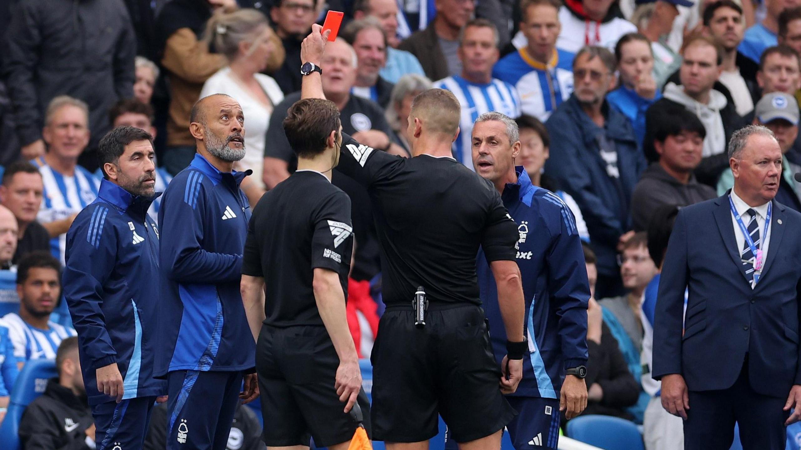 Nuno Espirito Santo was sent off against Brighton last weekend. 