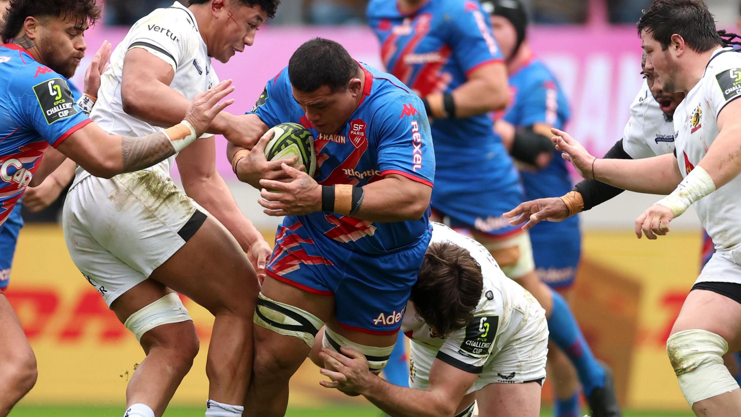 Action from Stade Francais v Exeter