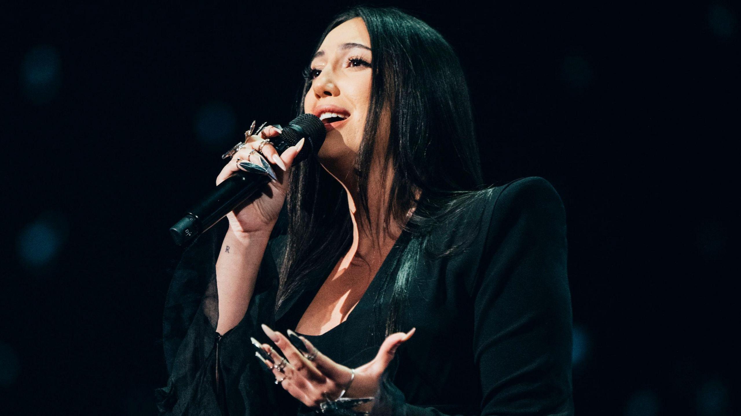 Yuval Raphael performs at the Eurovision Song Contest