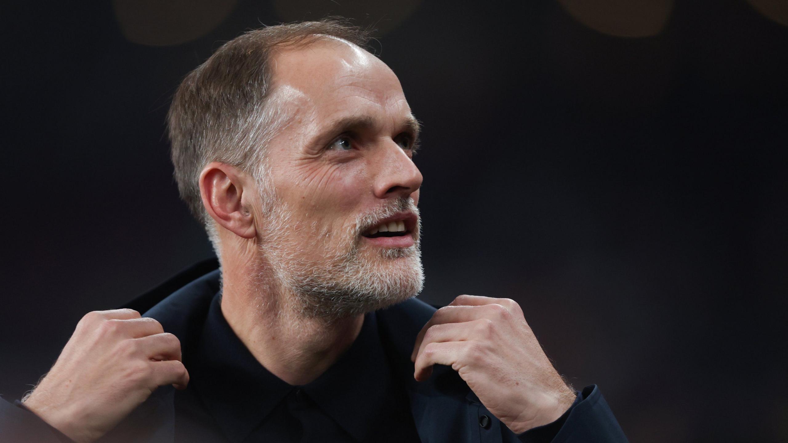 New England boss Thomas Tuchel at Wembley after the win over Albania