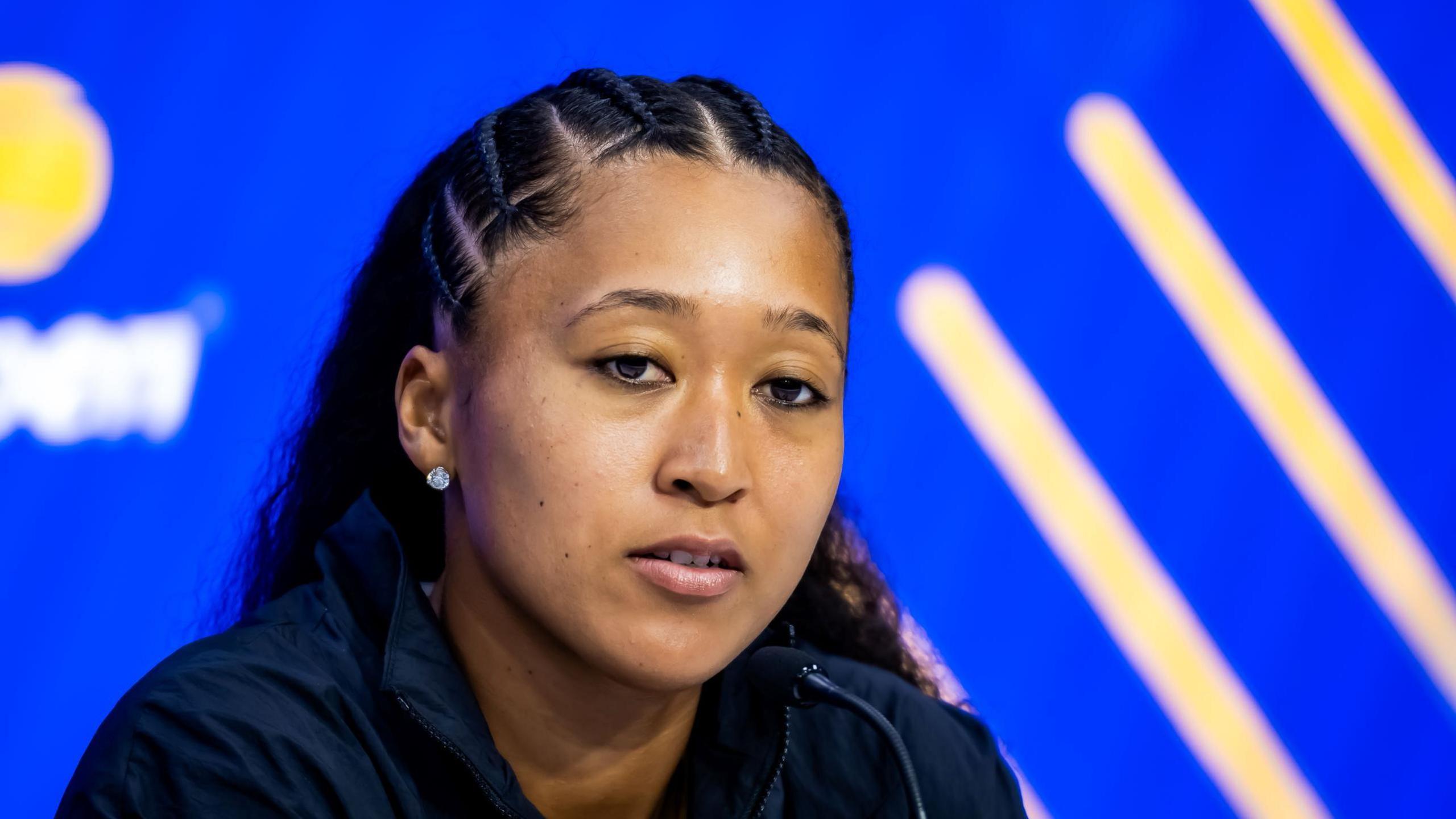 Naomi Osaka speaks during a US Open news conference