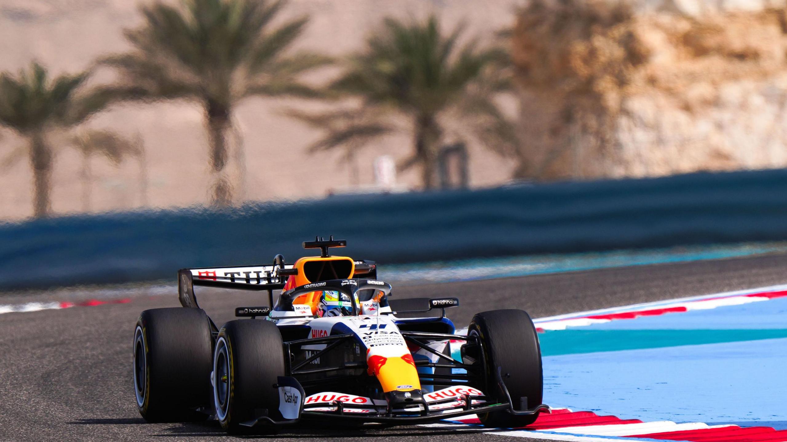 Arvid Lindblad testing during day one in Bahrain
