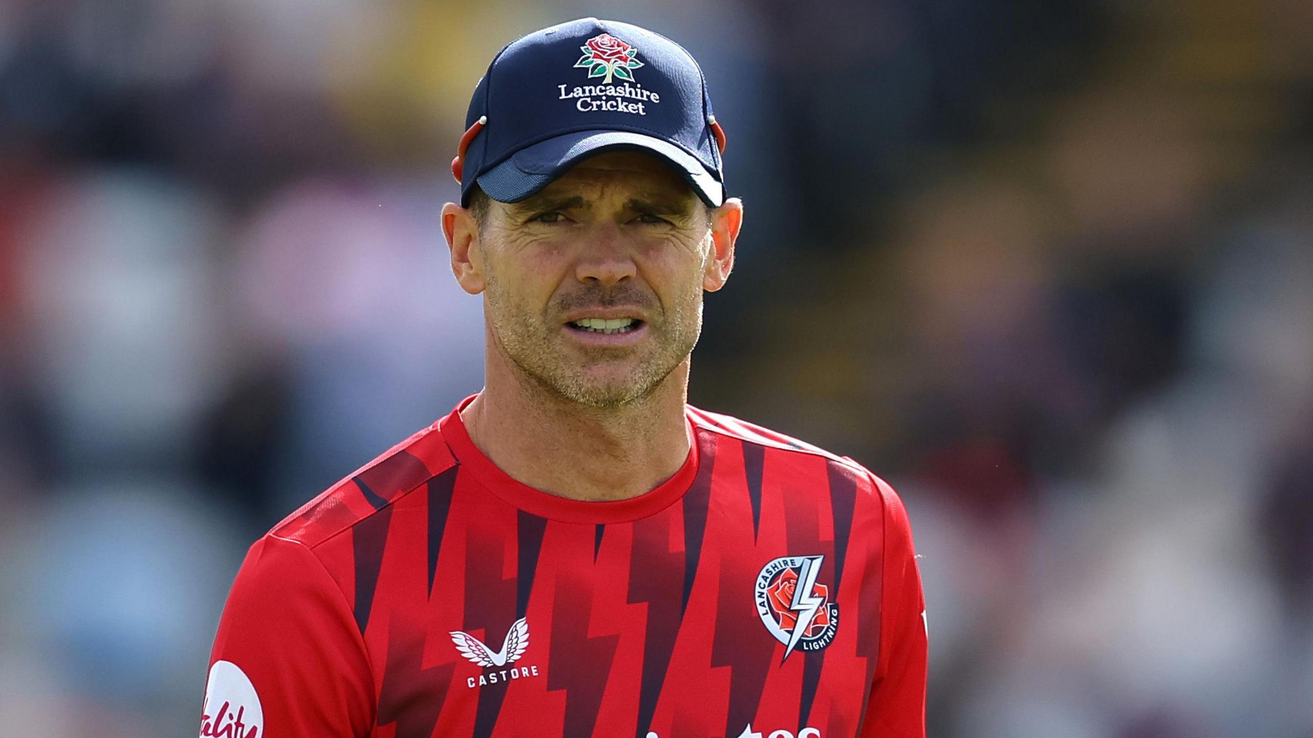James Anderson in the field for Lancashire in T20 colours