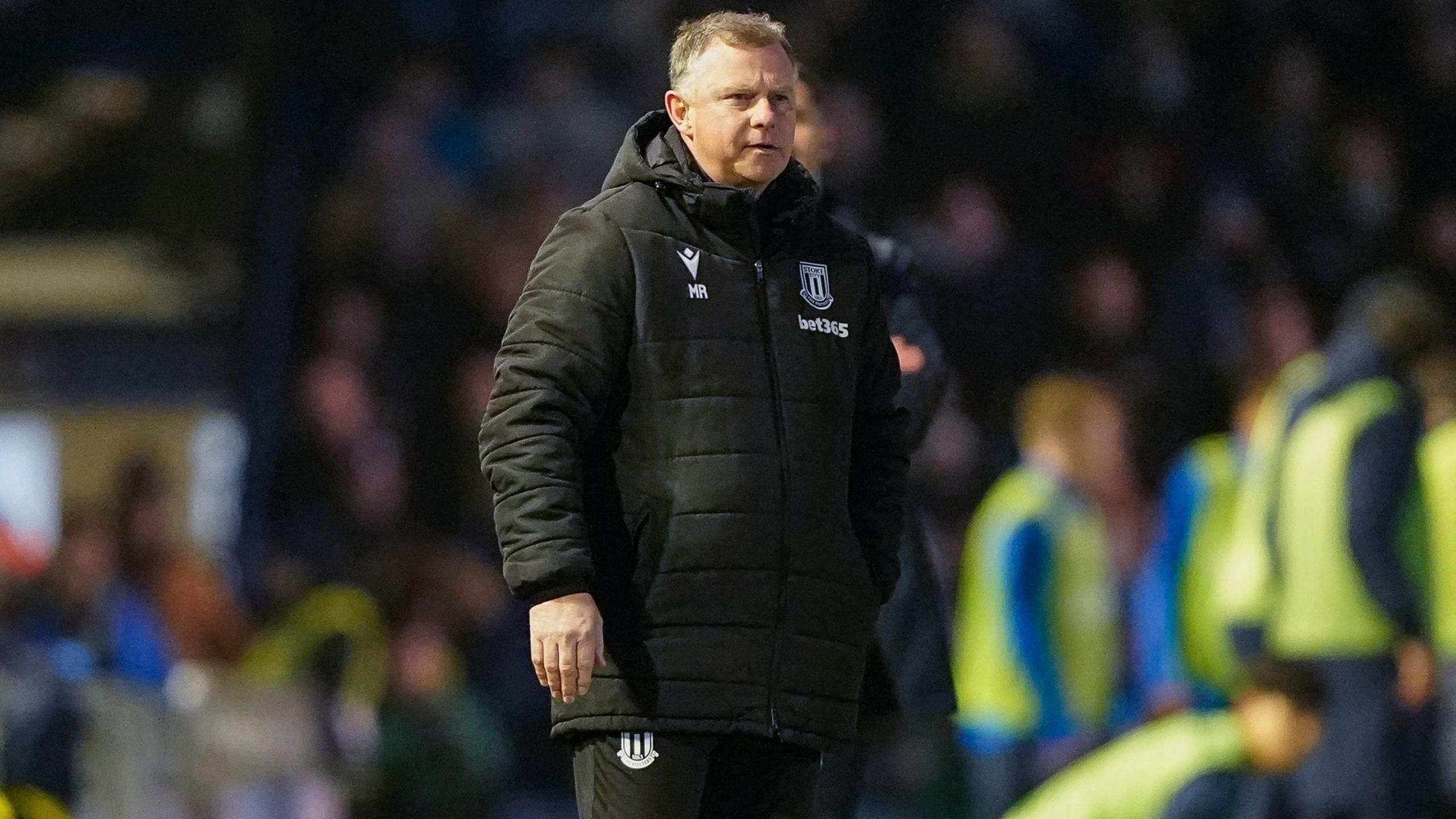 Stoke boss Mark Robins during the 3-1 defeat at Portsmouth