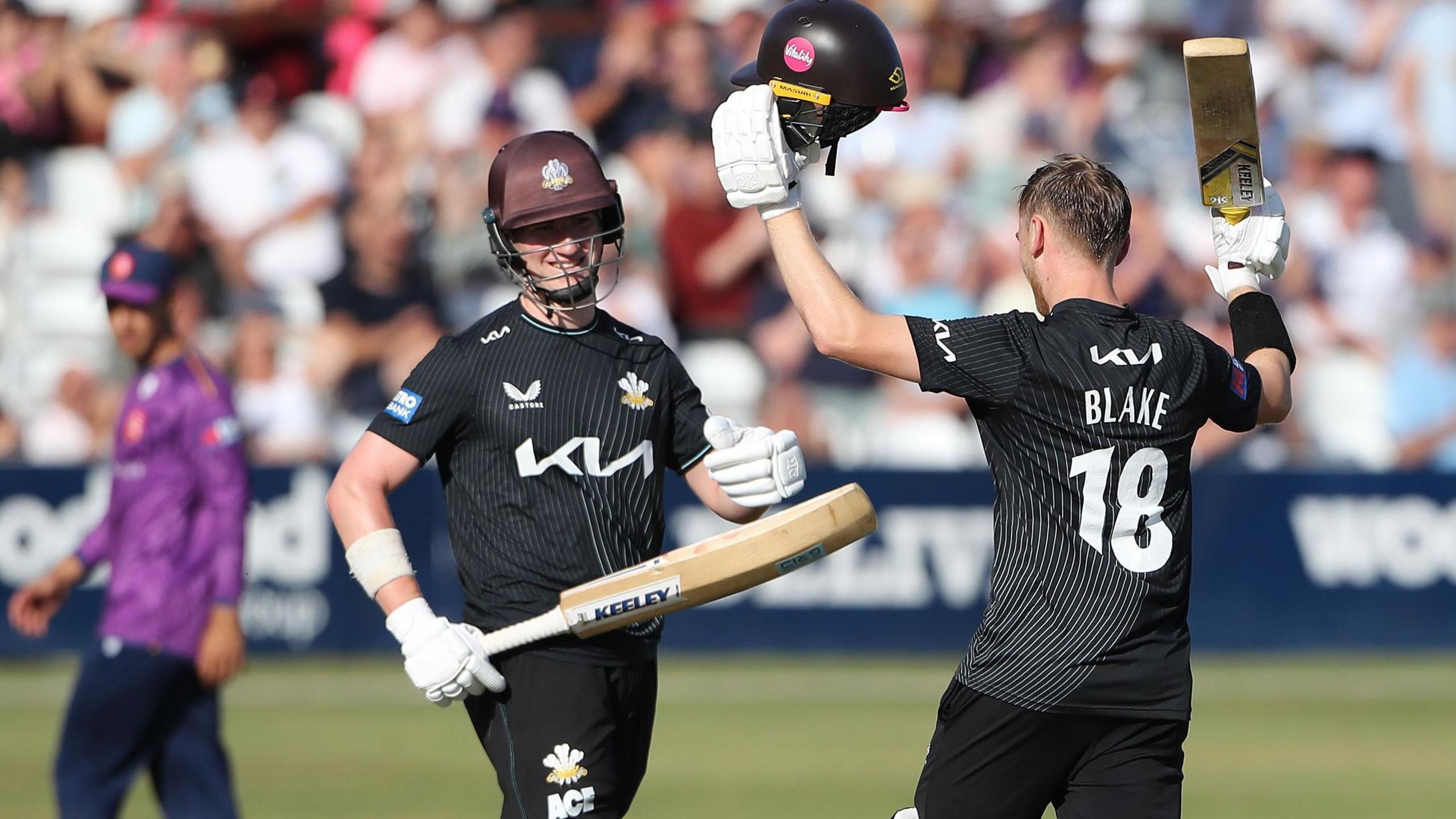 Josh Blake reaches his century for Surrey