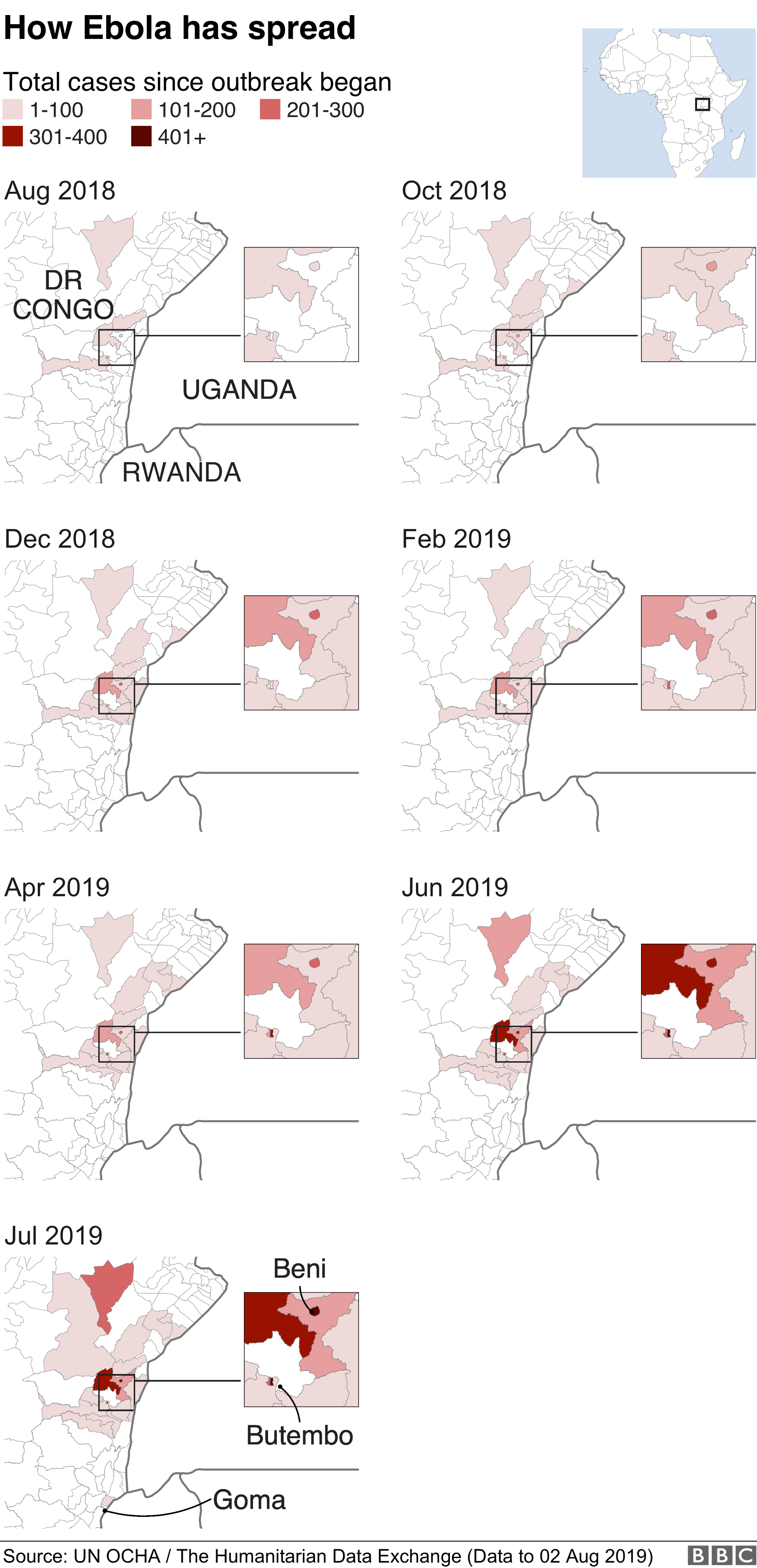 Maps show spread of ebola