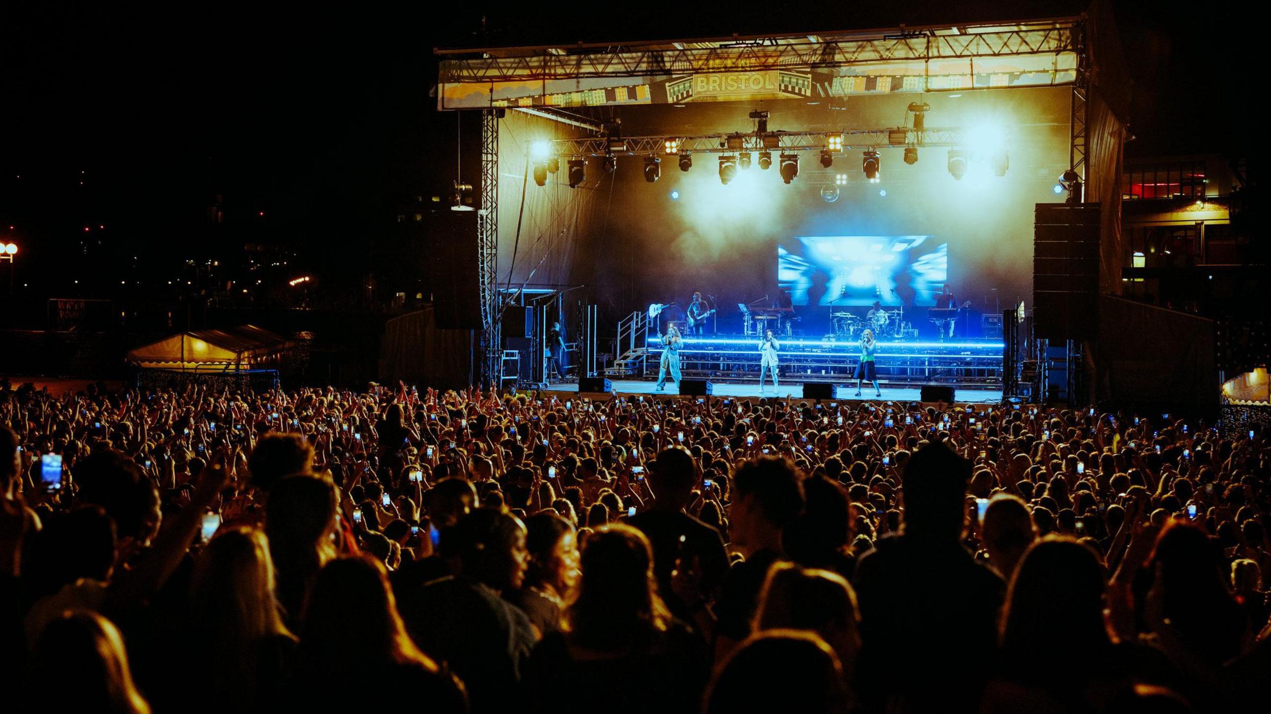 A crowd on Bristol Harbourside watch the Sugababes concert as part of the Siren Festival