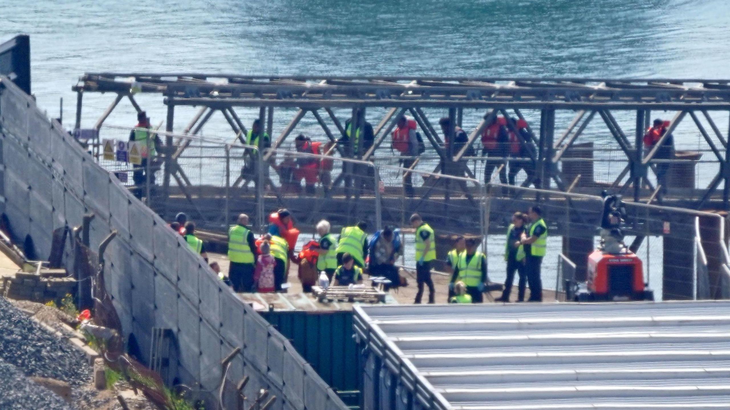 Migrants arriving at the Port of Dover on 19 May