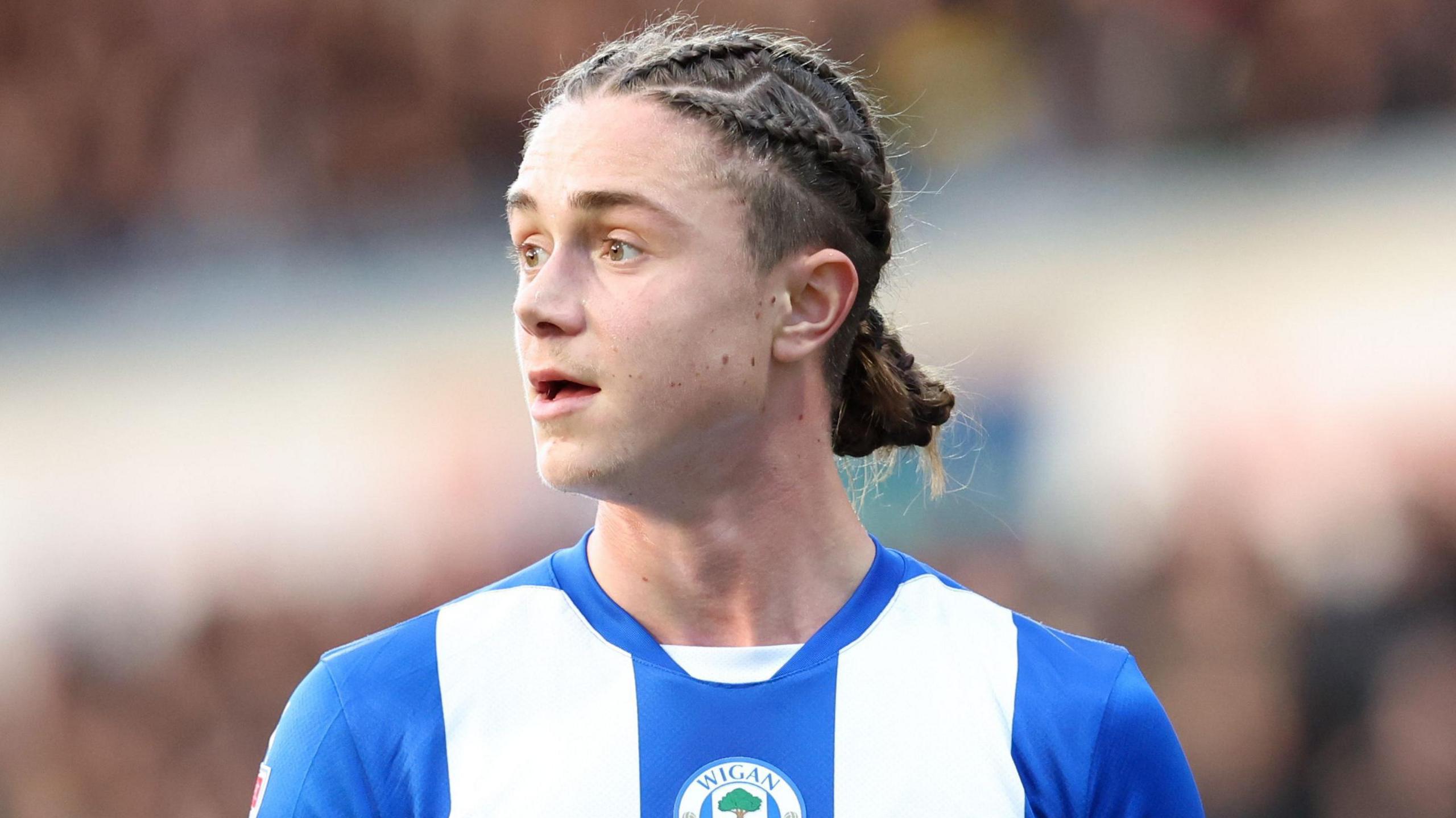 New Luton Town signing Thelo Aasgaard in action for Wigan