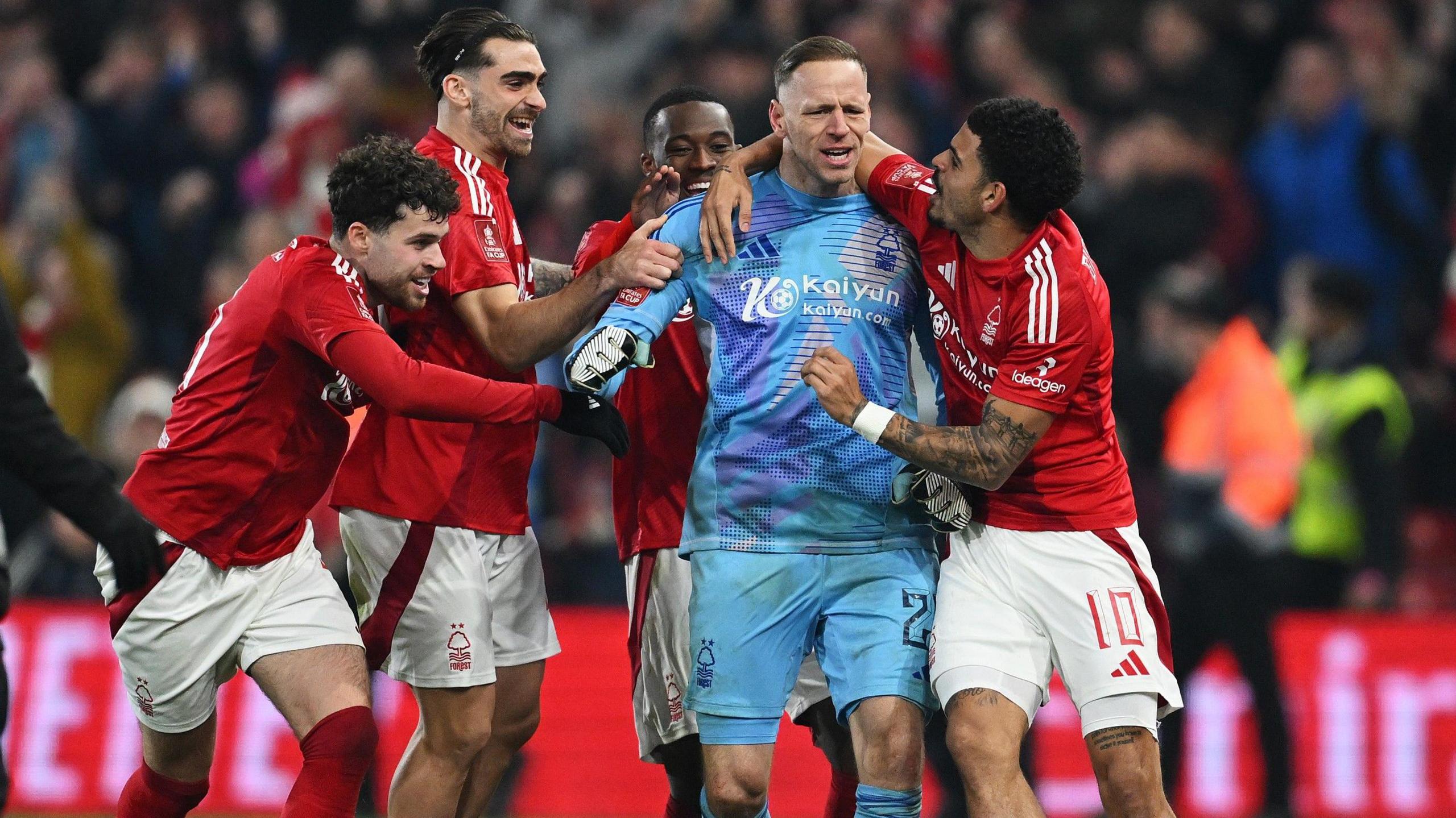 Nottingham Forest celebrate beating Ipswich