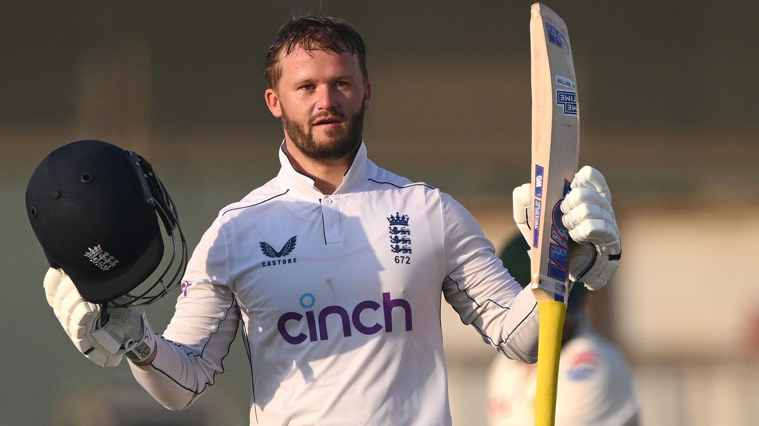 Ben Duckett raises his bat