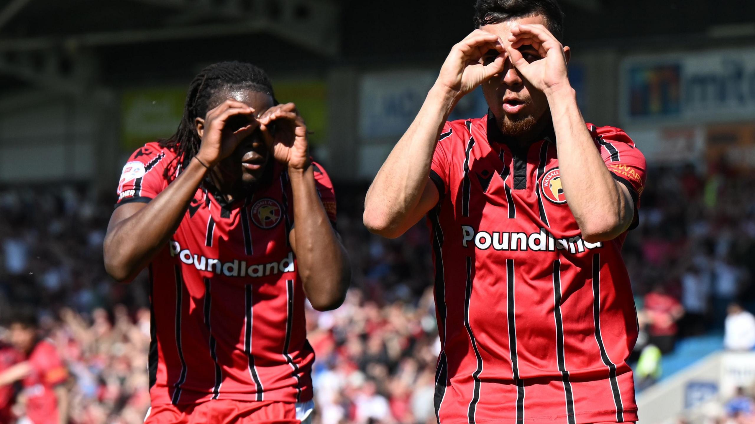 Taylor Allen celebrates scoring for Walsall