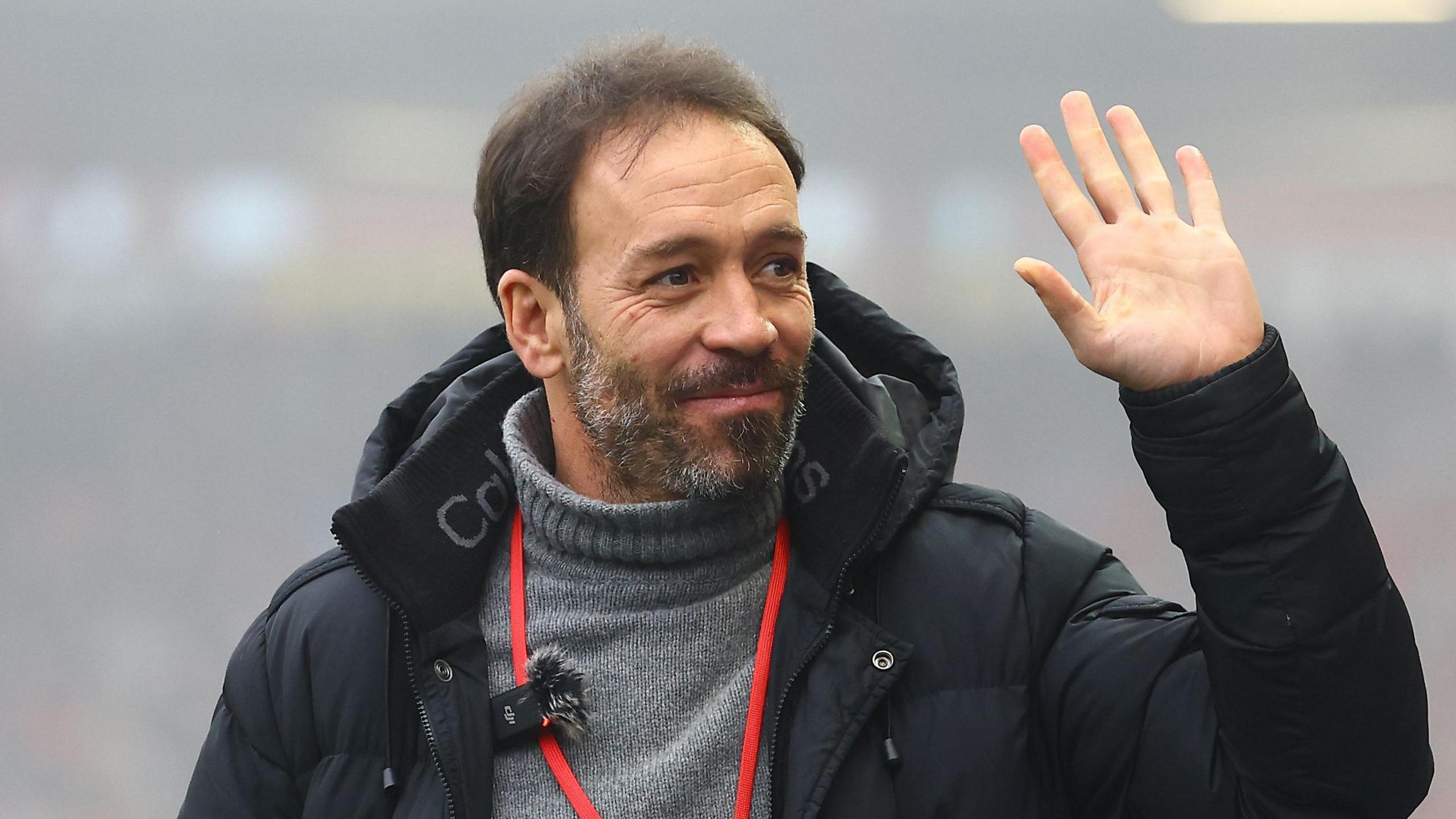 Inigo Calderon waves to Bristol Rovers fans at their game against Exeter on Boxing Day