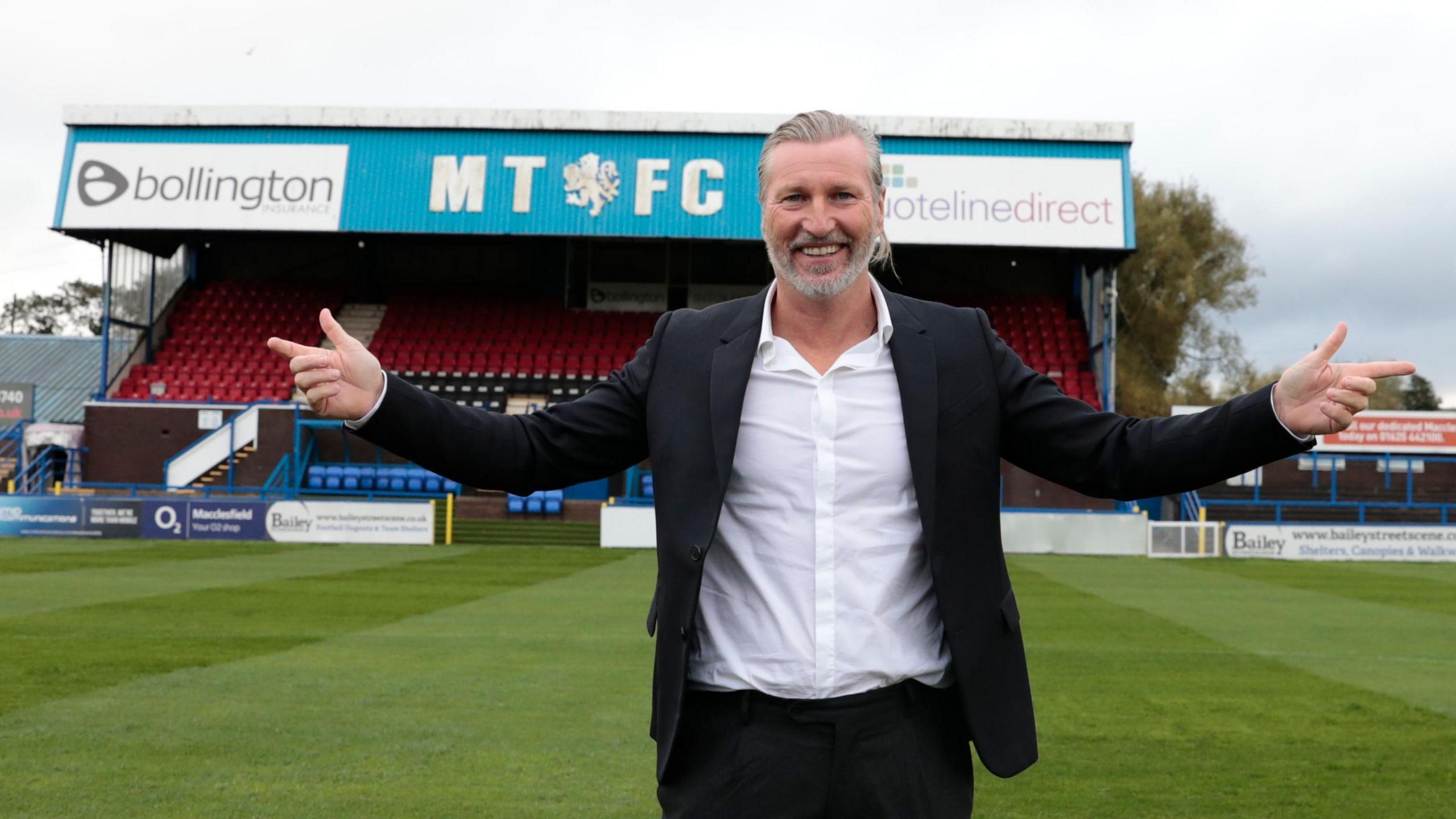 Robbie Savage at Macclesfield's Moss Rose Stadium