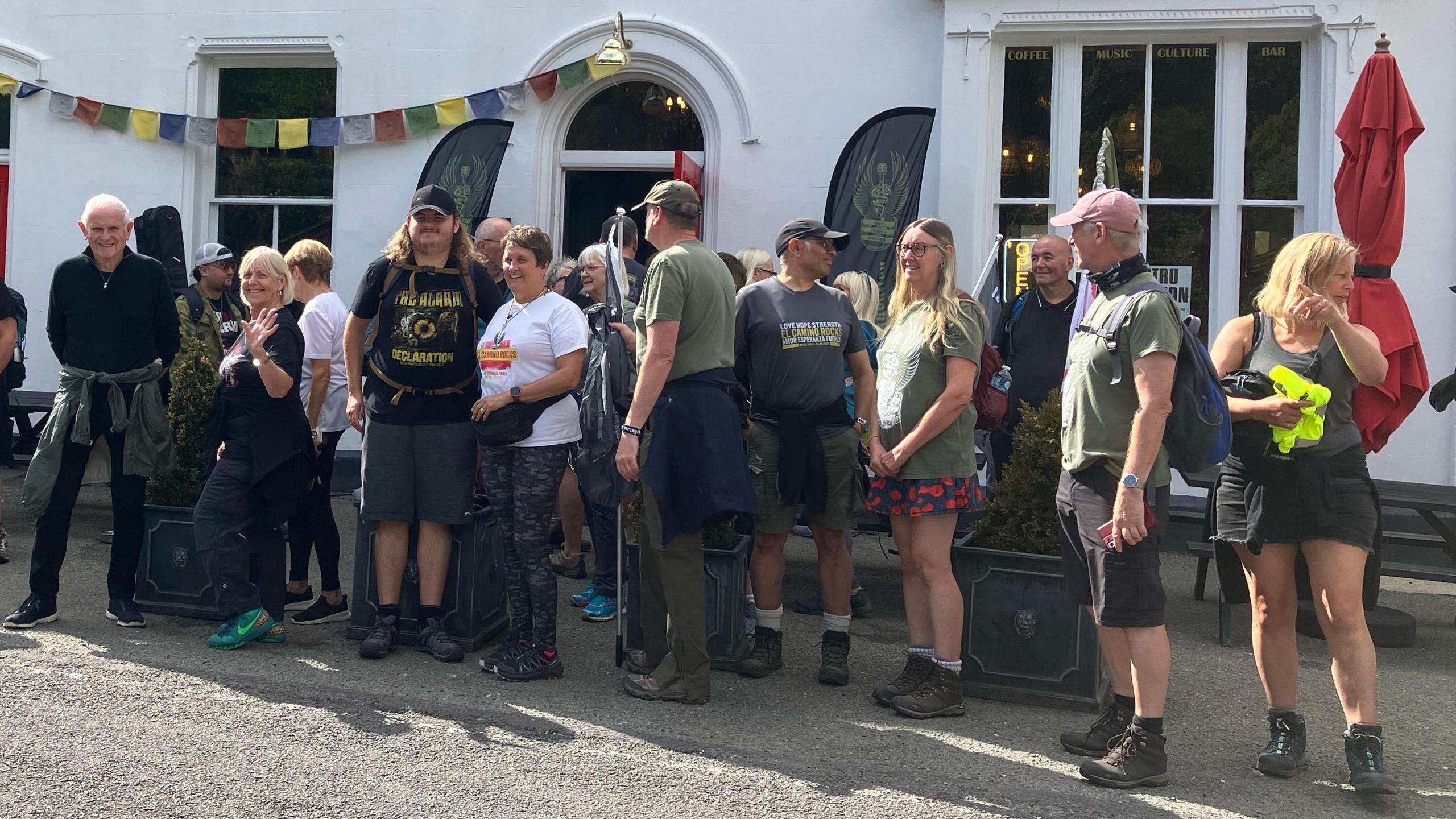 Walkers gathered for a hike on Friday