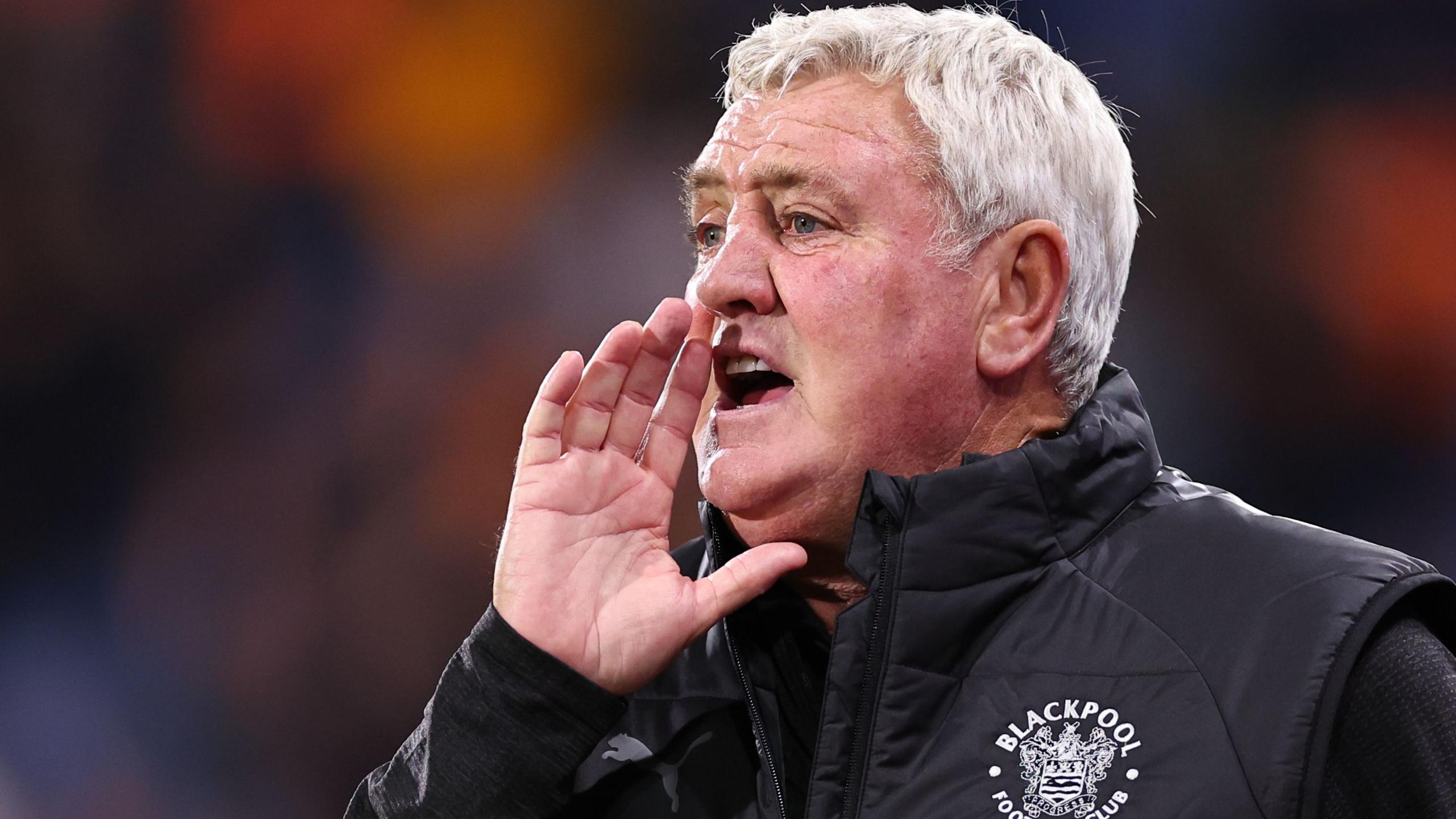 Steve Bruce on the sidelines for Blackpool