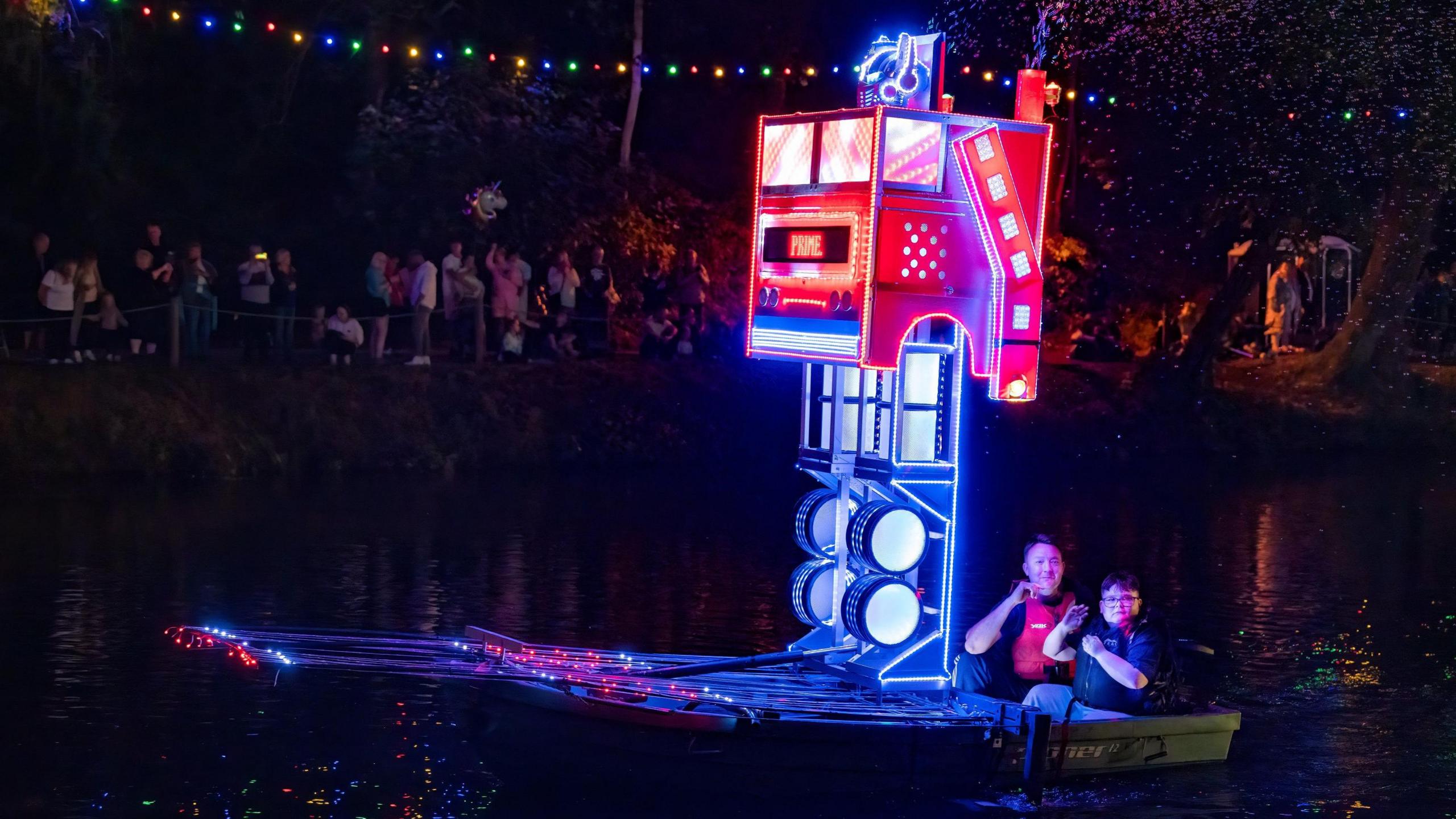 A Transformers boat at Matlock Illuminations