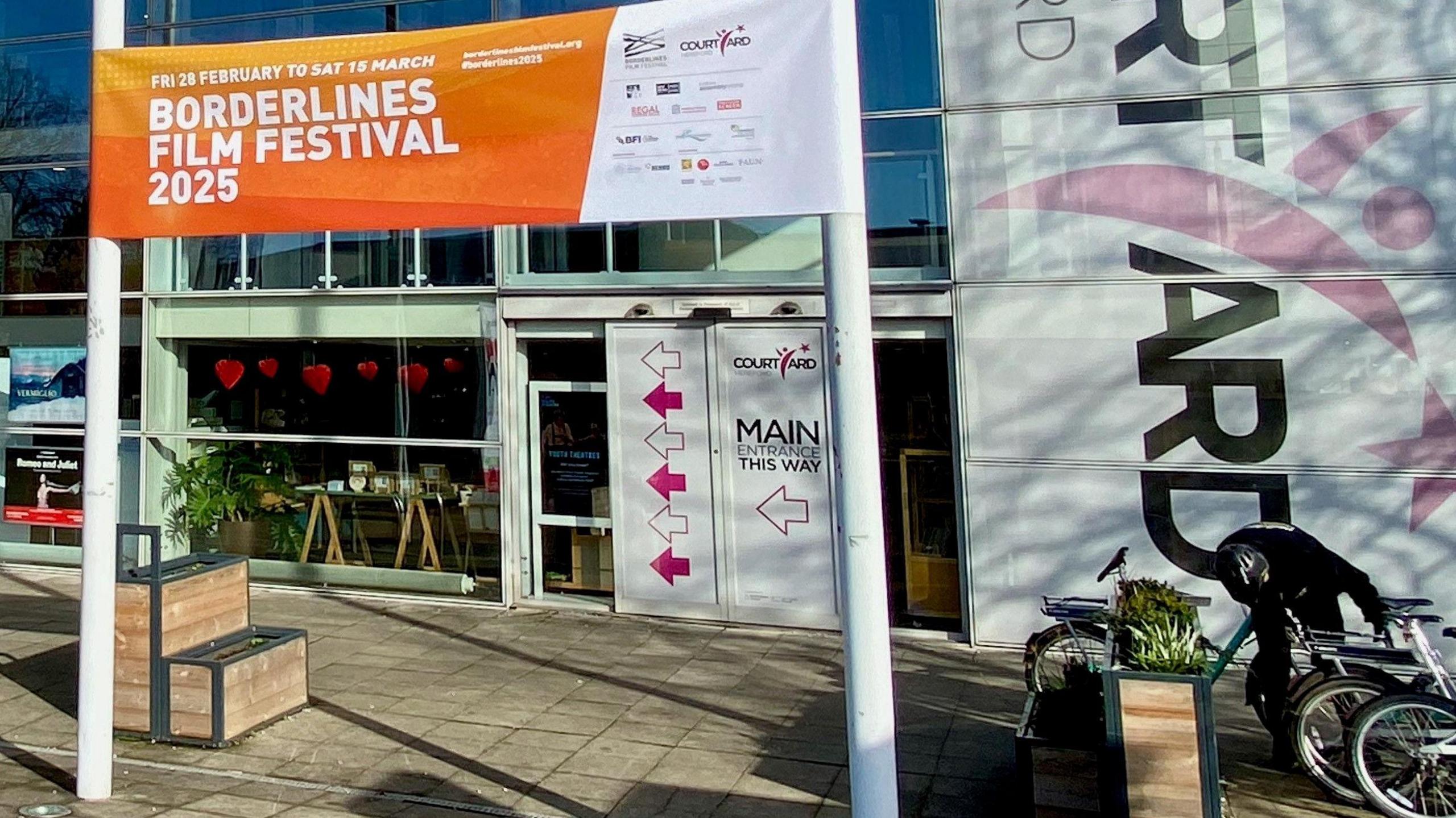 Borderlines Film Festival 2025 sign outside a venue.