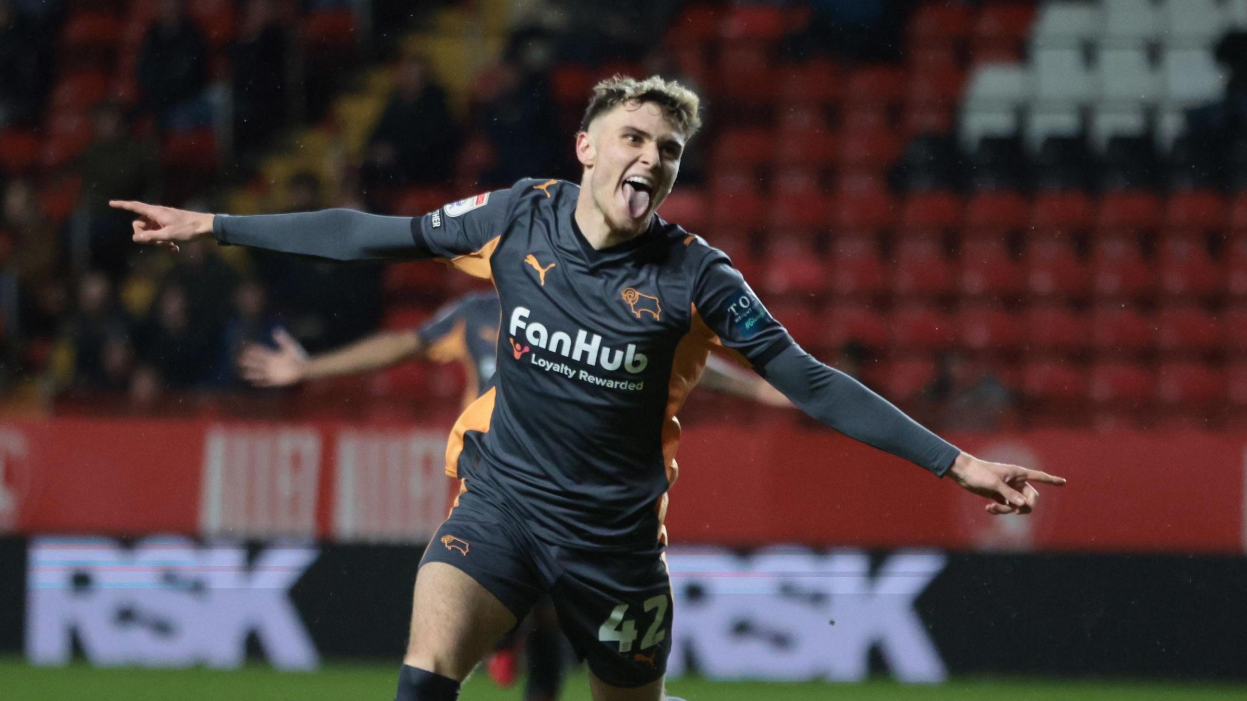 Bobby Clark celebrating after scoring his goal