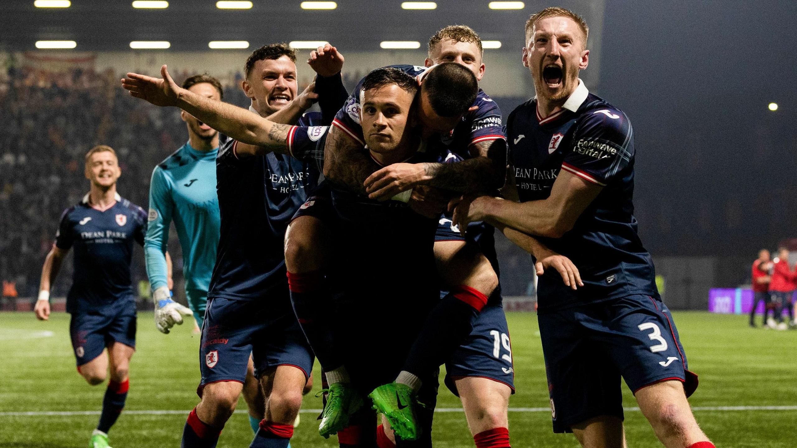 Raith Rovers celebrate against Partick Thistle