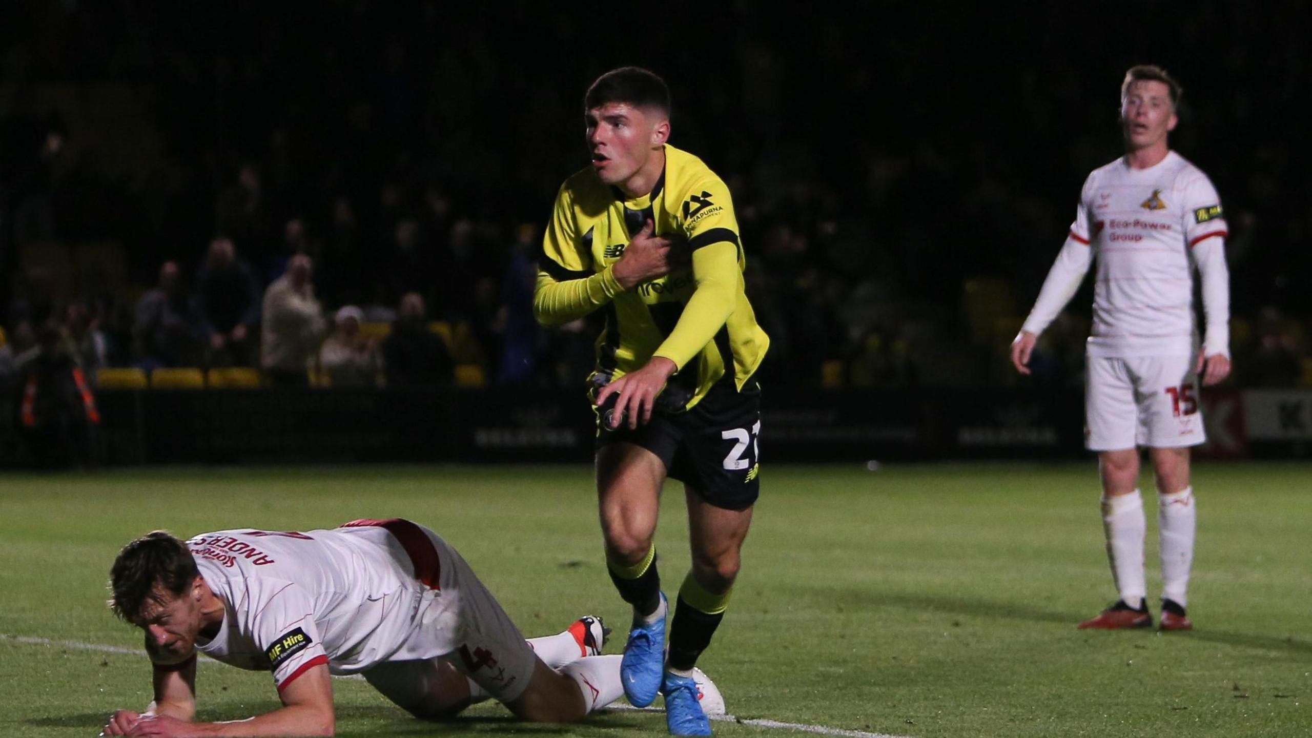 Ellis Taylor celebrates scoring