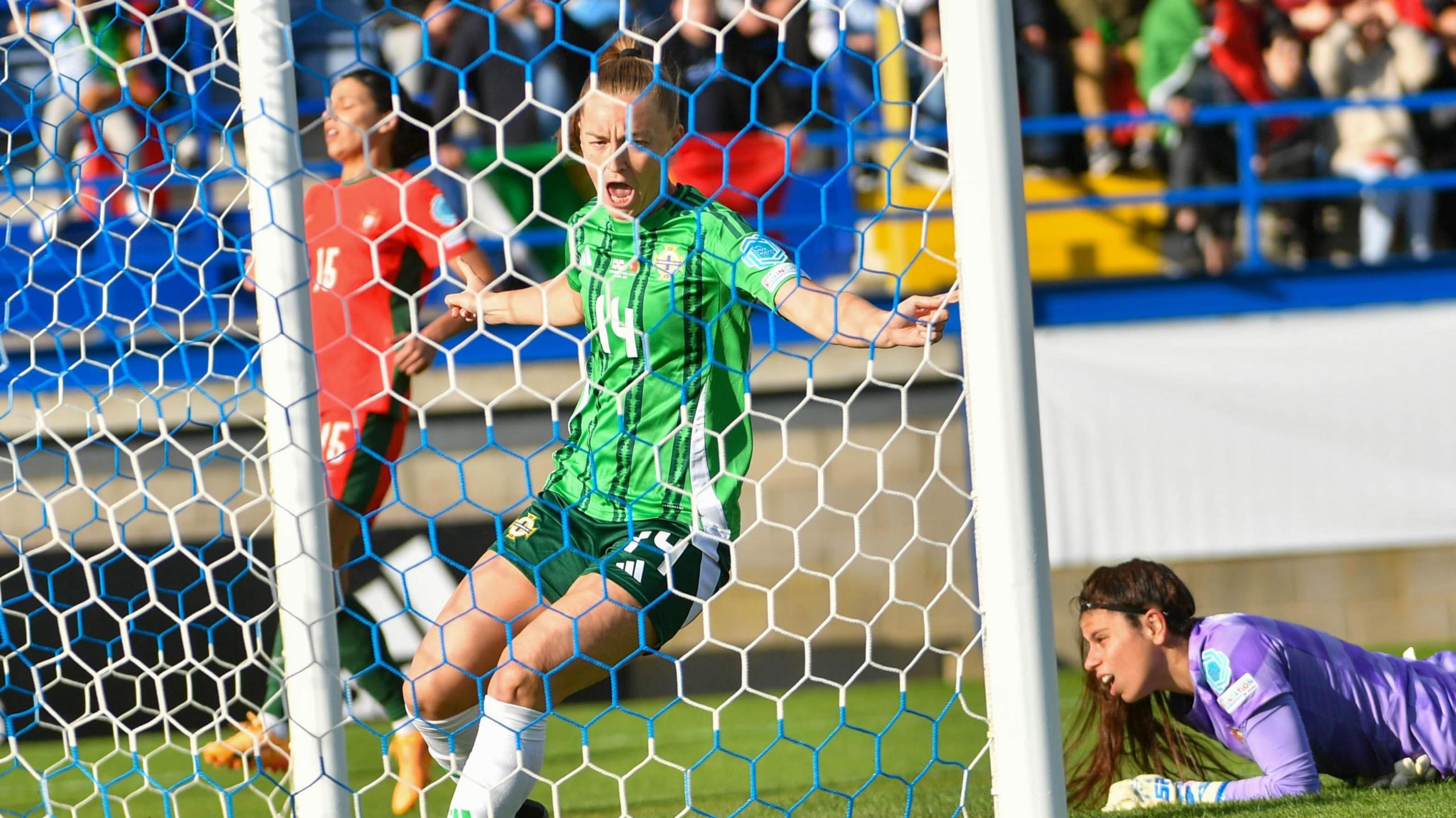 Lauren Wade celebrates goal