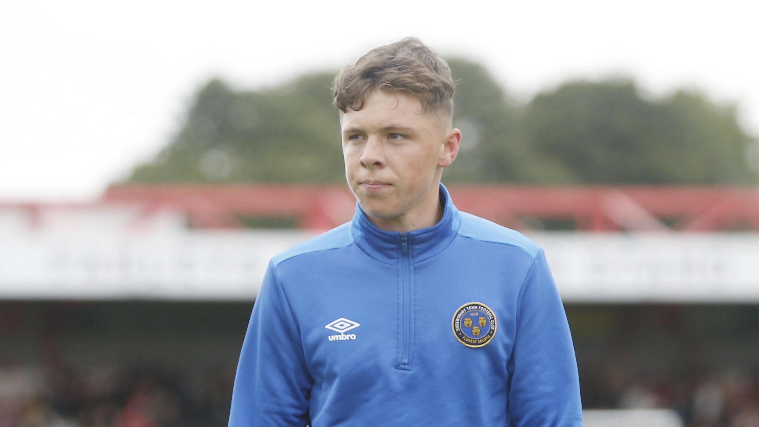 Charlie Caton in Shrewsbury training kit