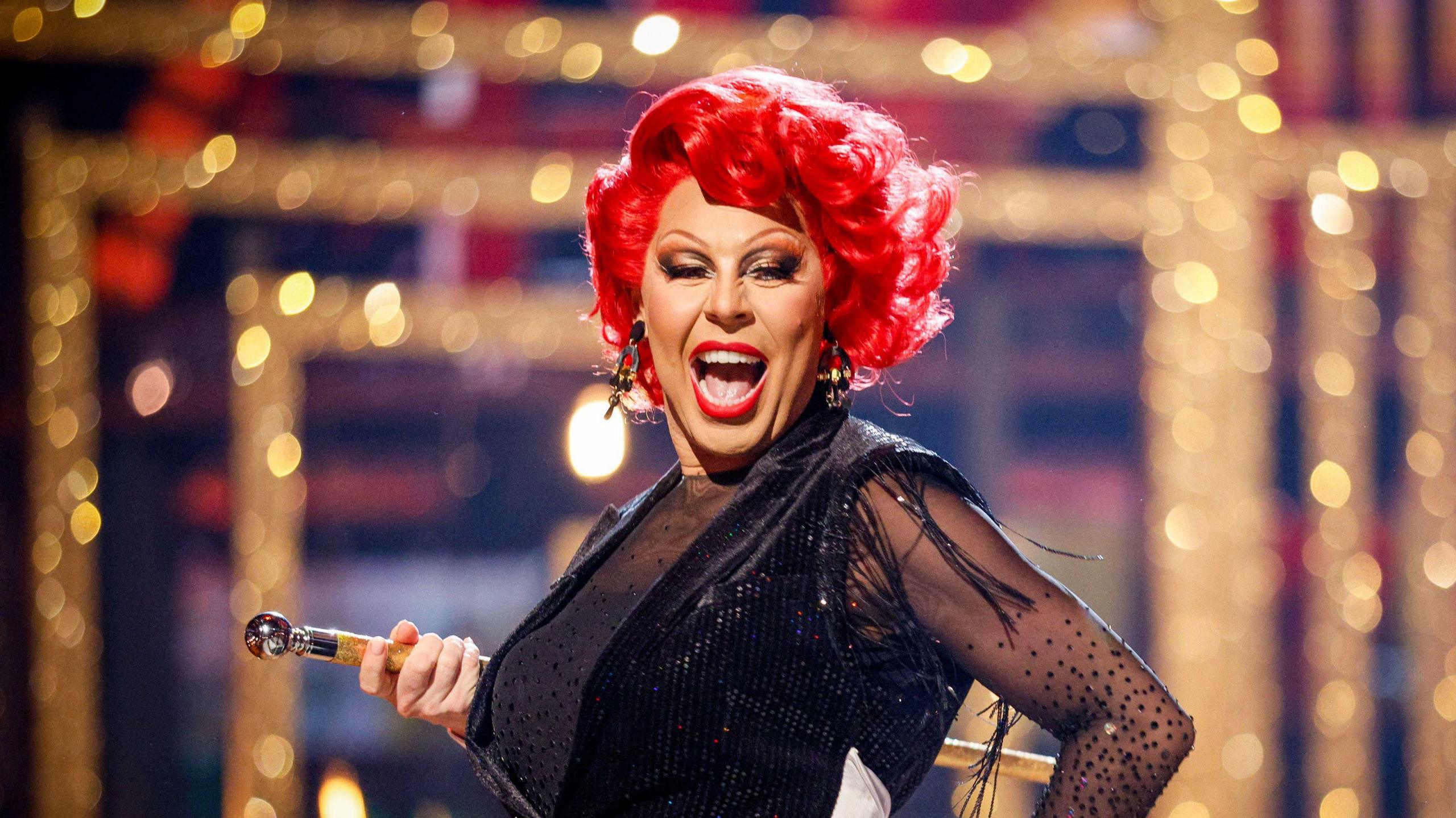 Strictly Come Dancing contestant La Voix smiles during a performance on the show