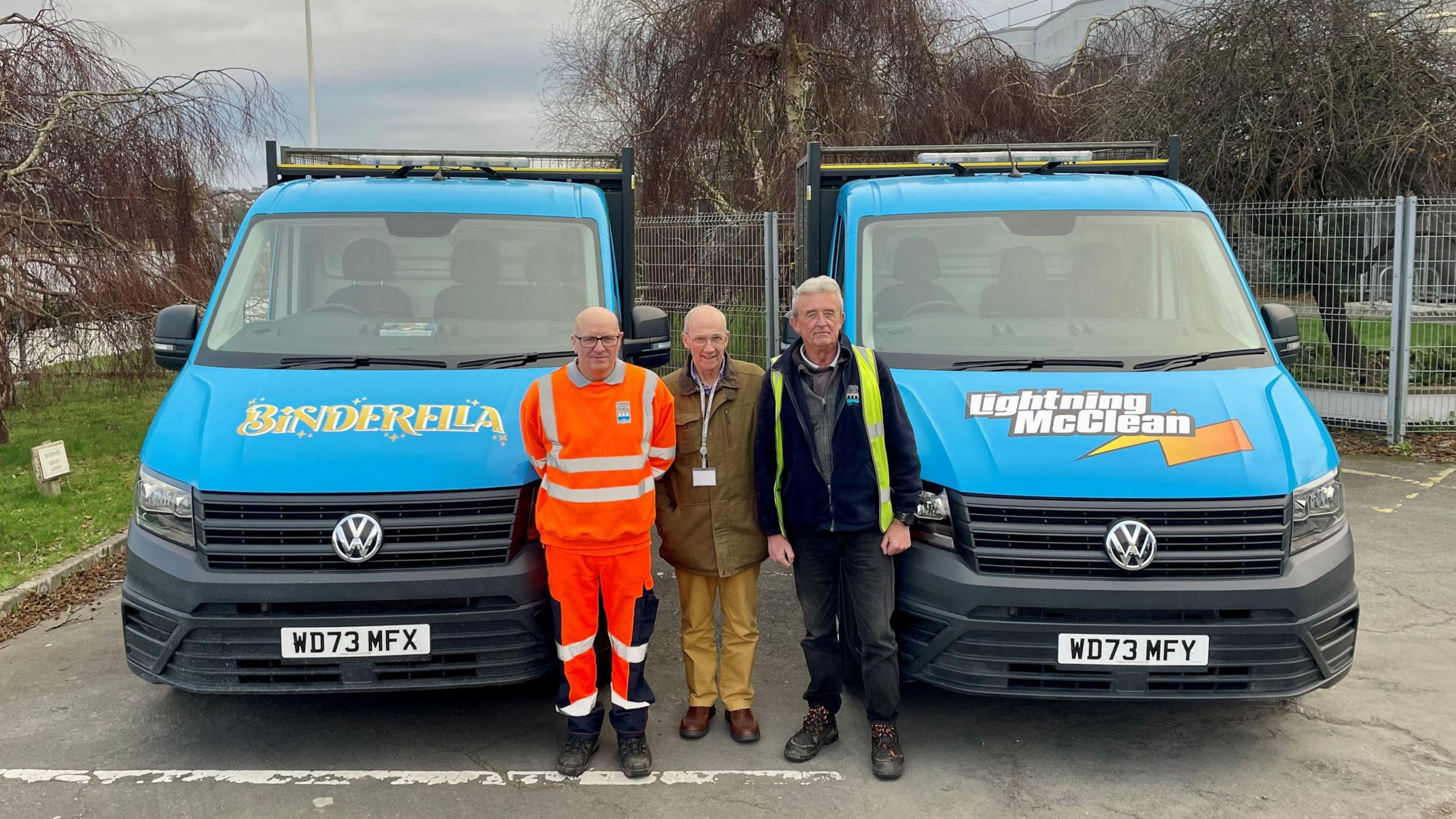 Councillor Chris Leather with Mike and Craig from the Waste & Recycling Team