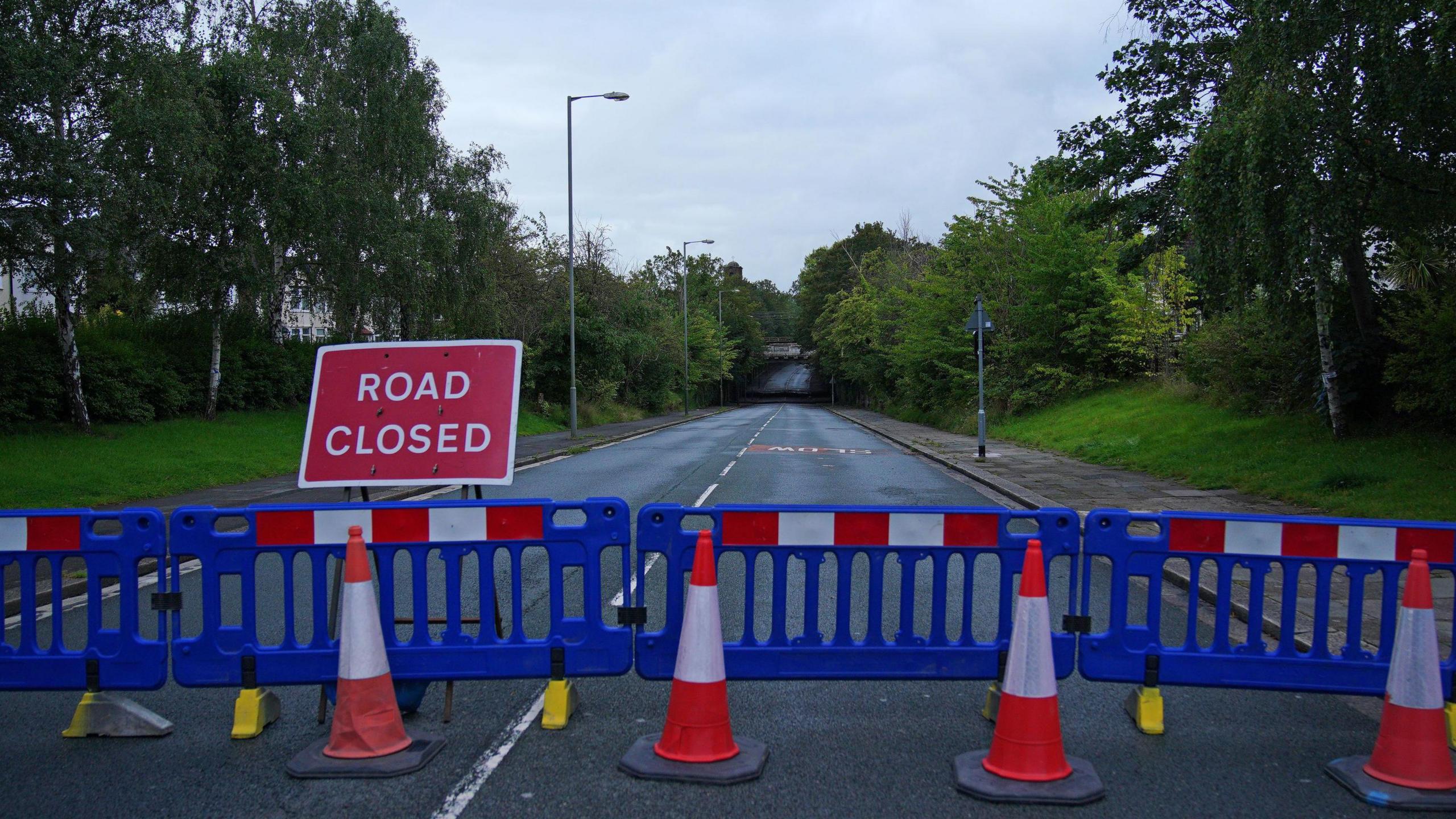 Liverpool - road where a fatal flooding incident occurred- Queens Drive in Mossley Hill area, Merseyside