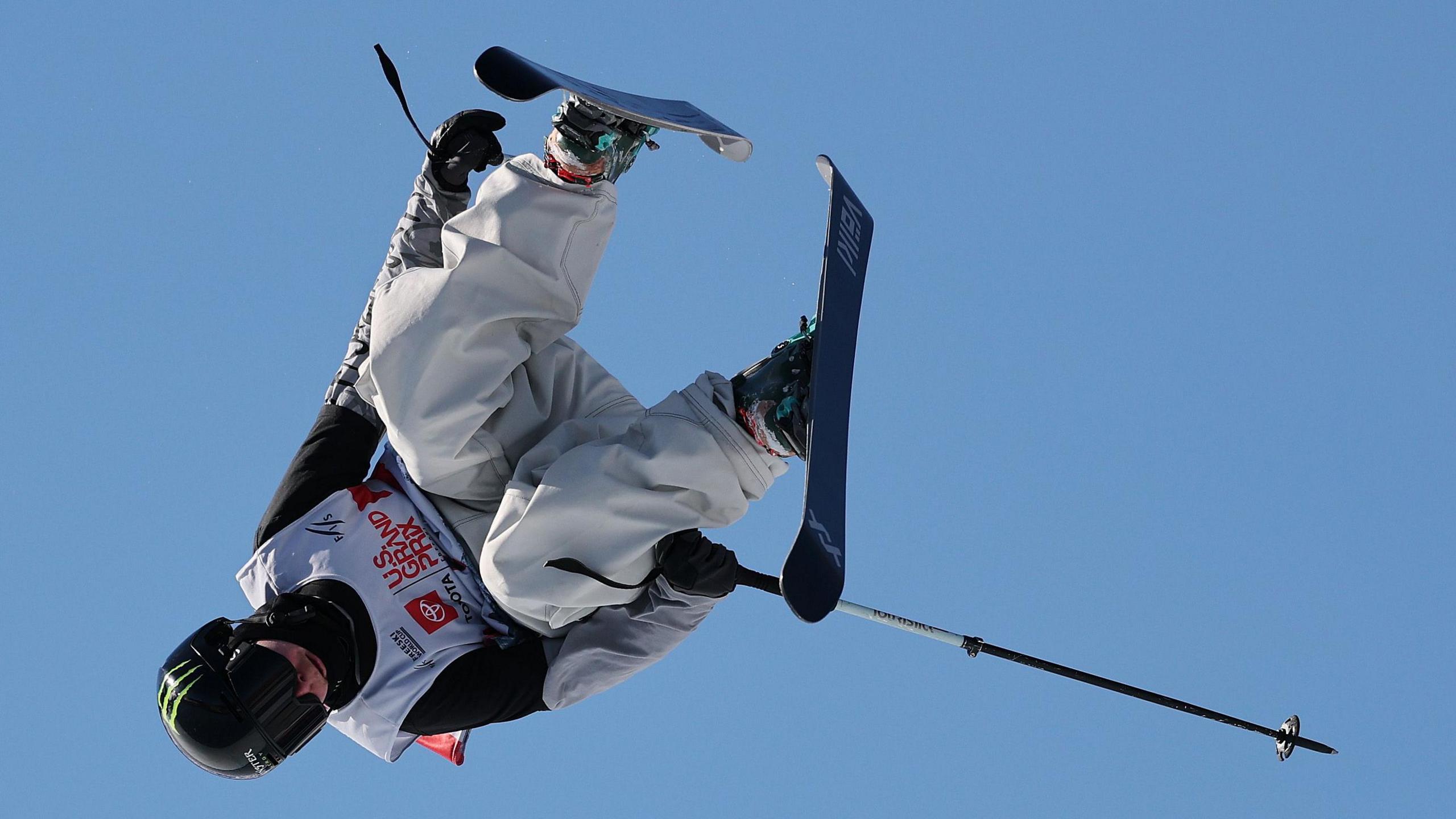 Finley Melville Ives of Team New Zealand competes in the first run of the Aspen Snowmass Men's Freeski Halfpipe Finals during the Toyota US Grand Prix 2026 at Aspen Snowmass Ski Resort 