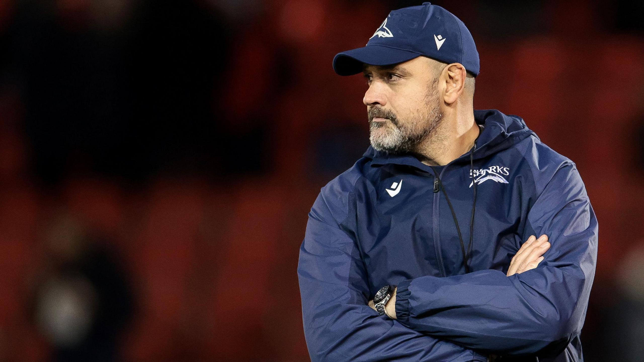 Former Sale Sharks head coach Marco Bortolami before a match against Glasgow Warriors