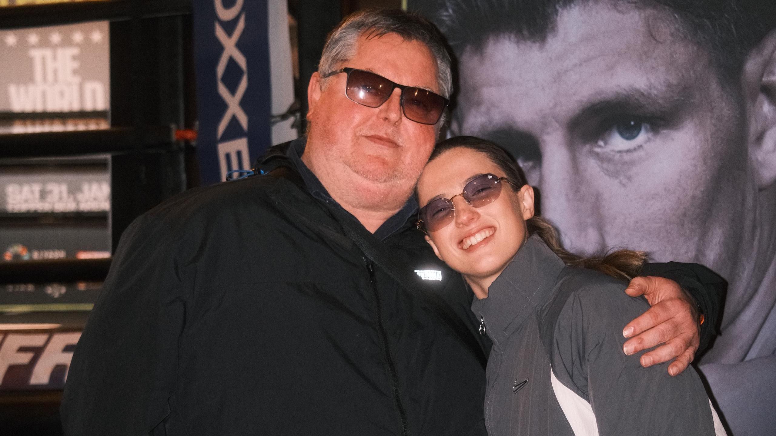 Mick Hennessy with his arm around Francesca Hennessy at a media day