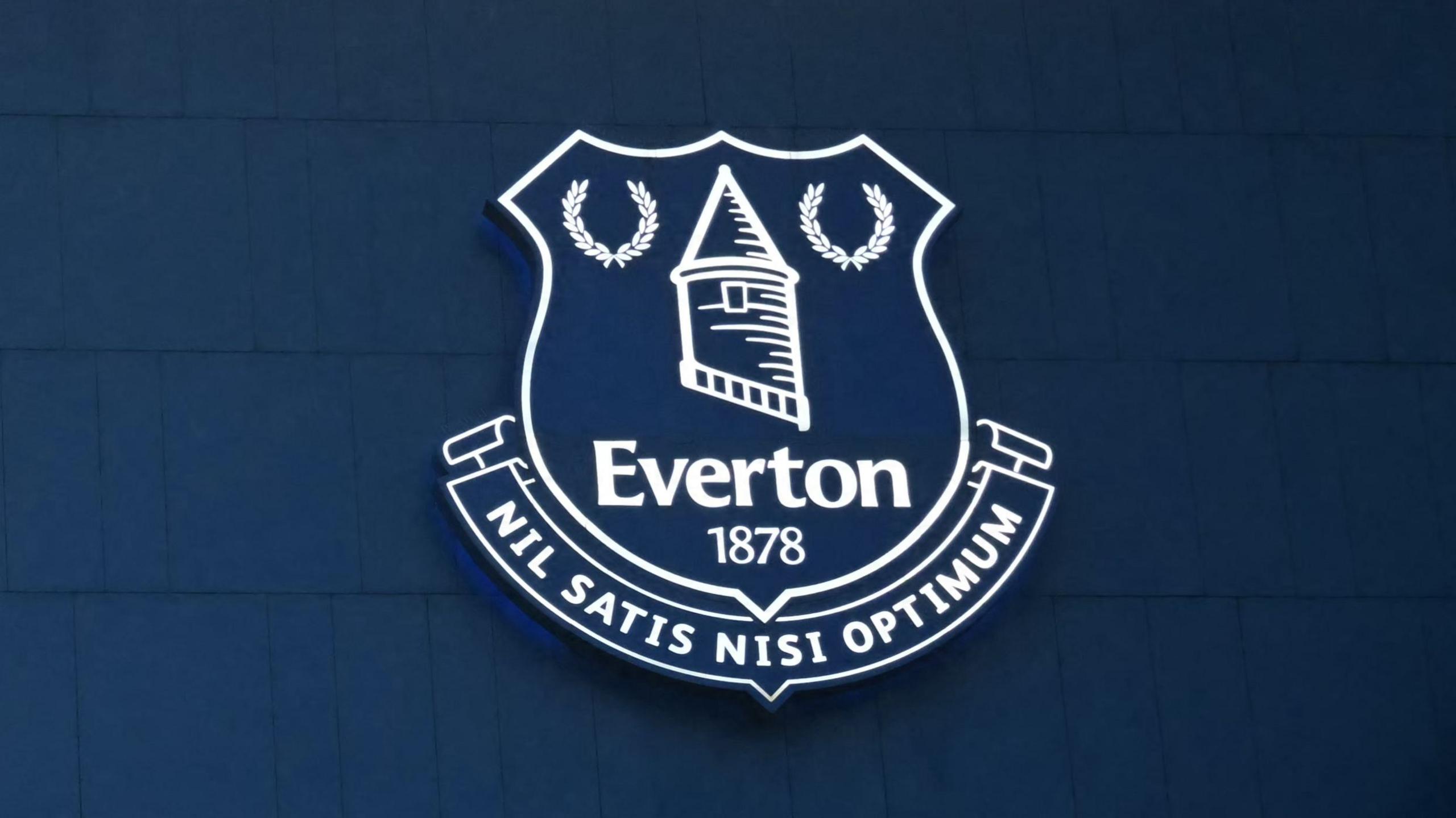 Everton badge on the side of Goodison Park