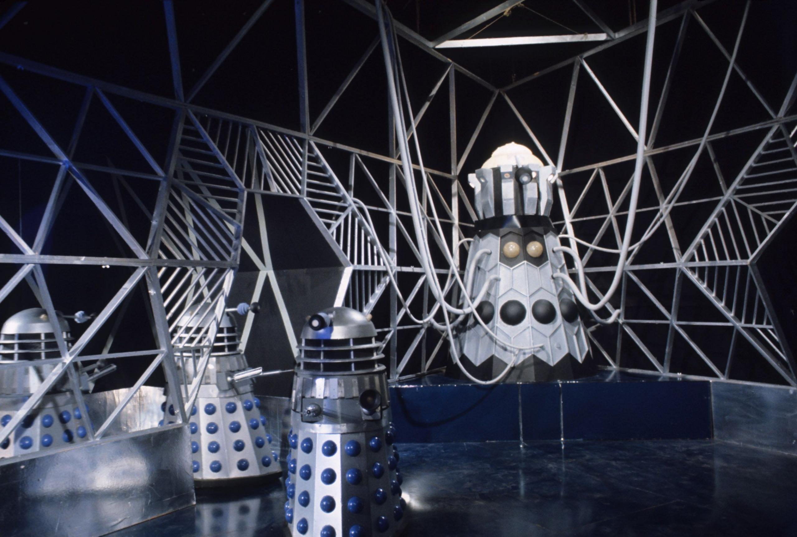 Colour photo of 1960s daleks in The Evil of the Daleks