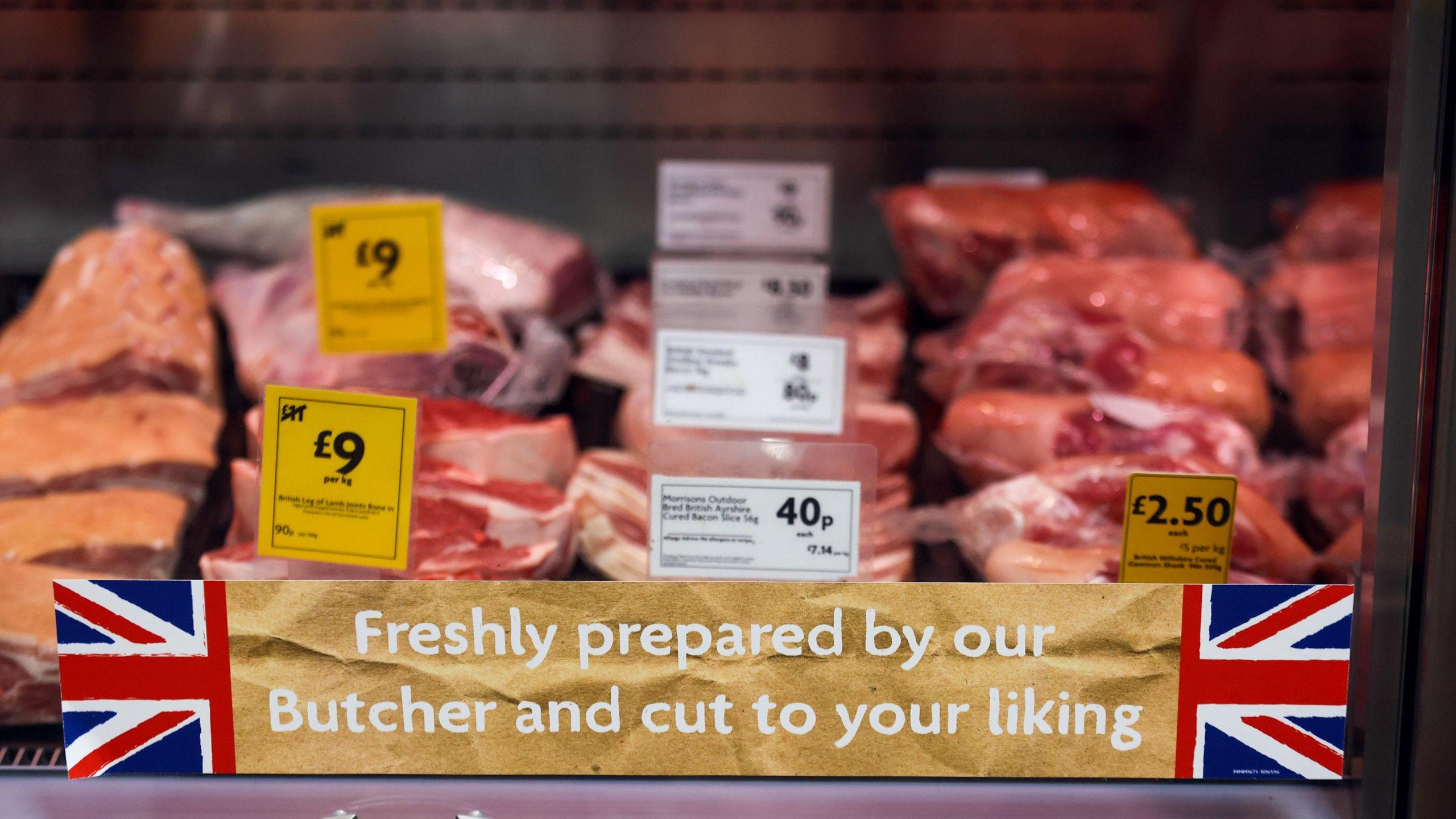 Meat shelf at Morrisons