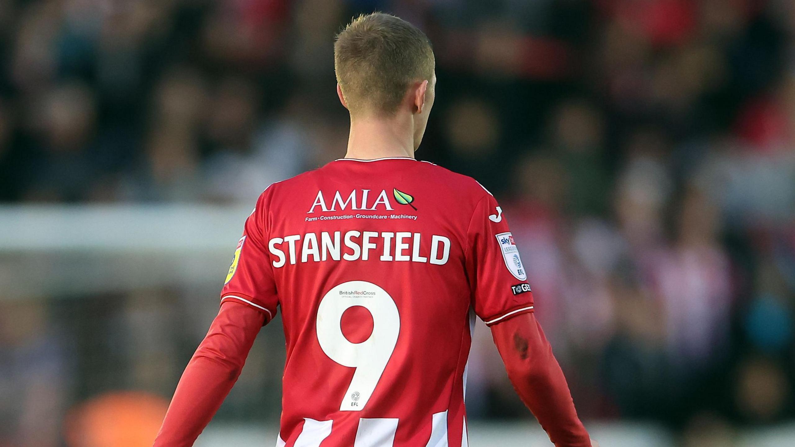 Jay Stansfield in Exeter's No.9 shirt in 2022/23