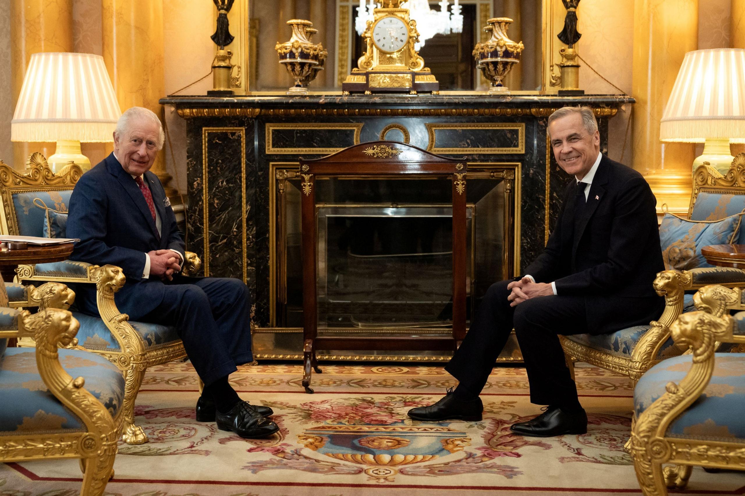 King Charles and Mark Carney in Buckingham Palace