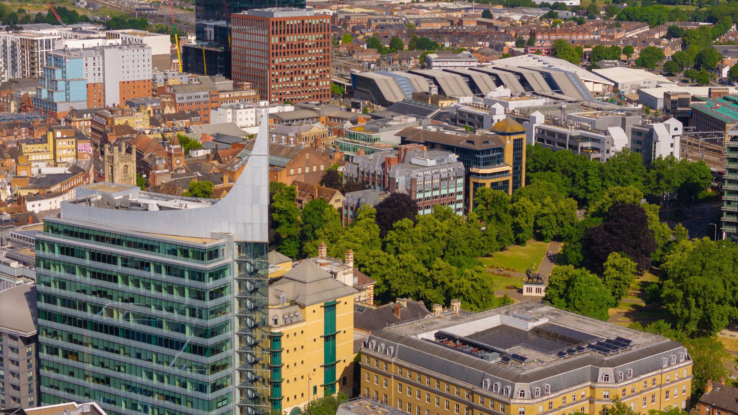 An aerial shot of Reading town centre.