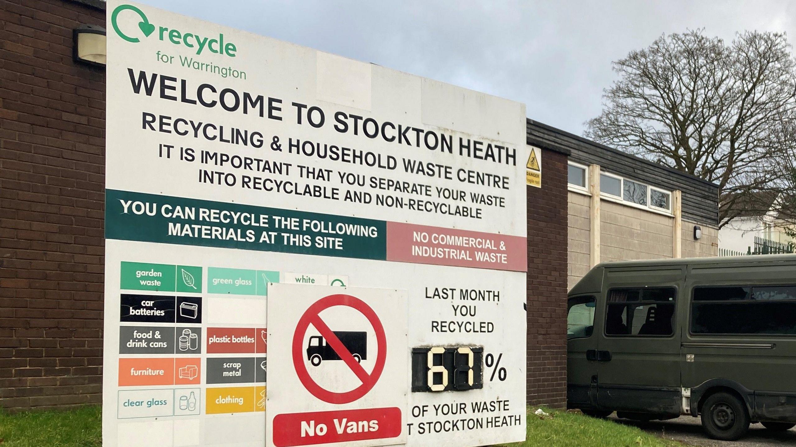 Sign for Stockton Heath Recycling Centre