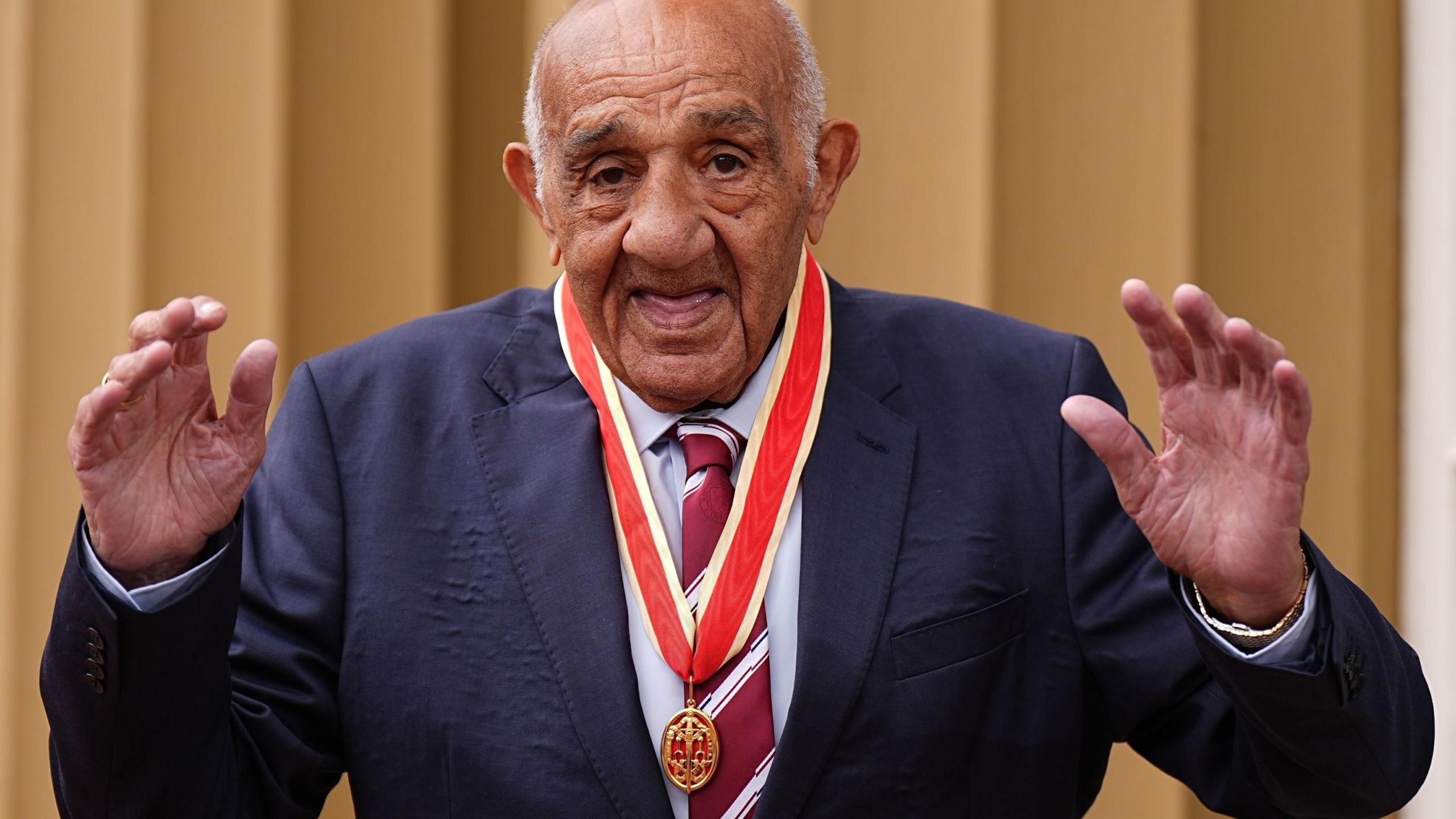 Sir Billy Boston received rugby league's first knighthood at Buckingham Palace