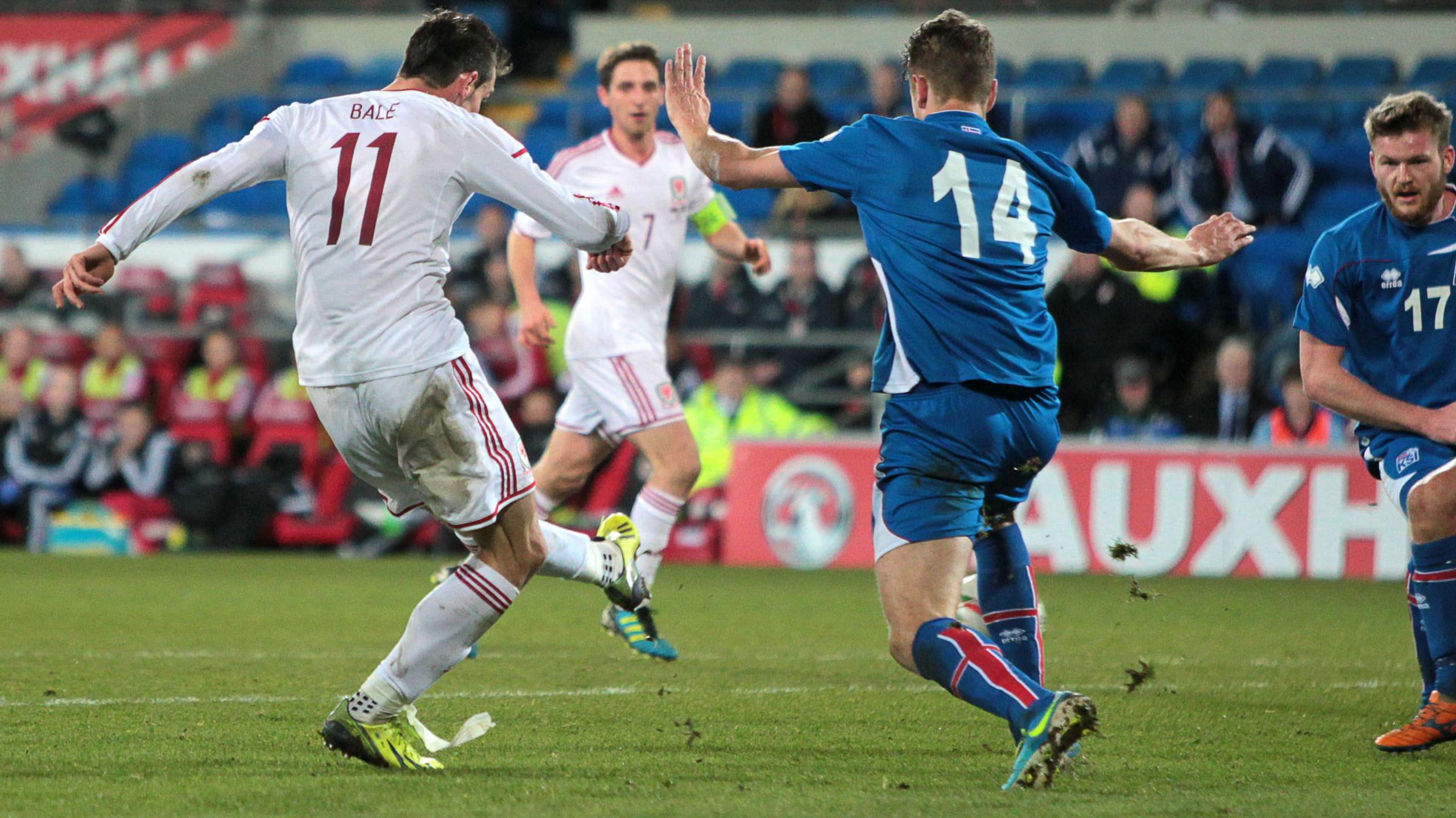 Gareth Bale scores for Wales against Iceland in 2014