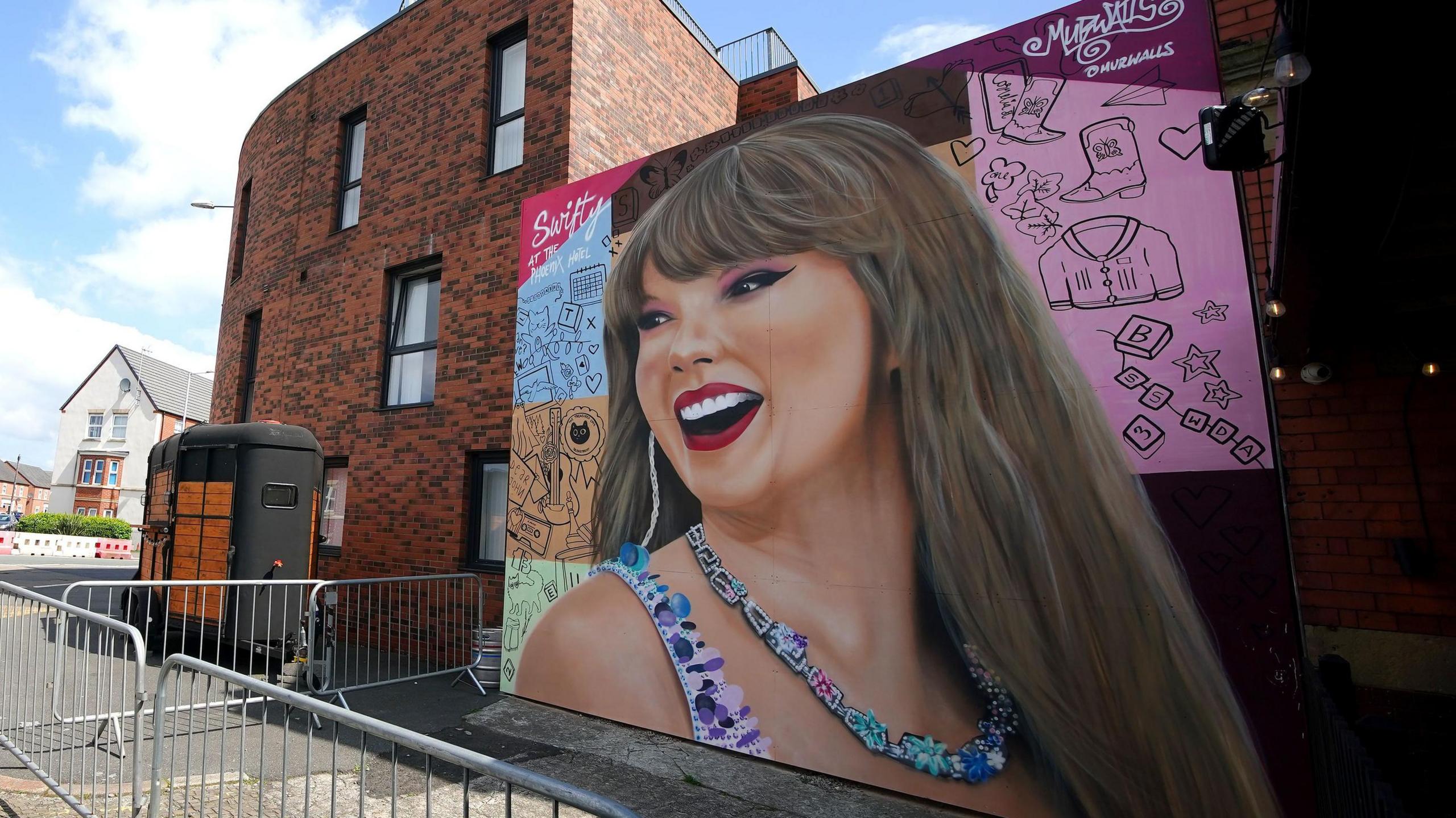 Mural of Taylor Swift outside The Phoenix Hotel in Anfield, Liverpool