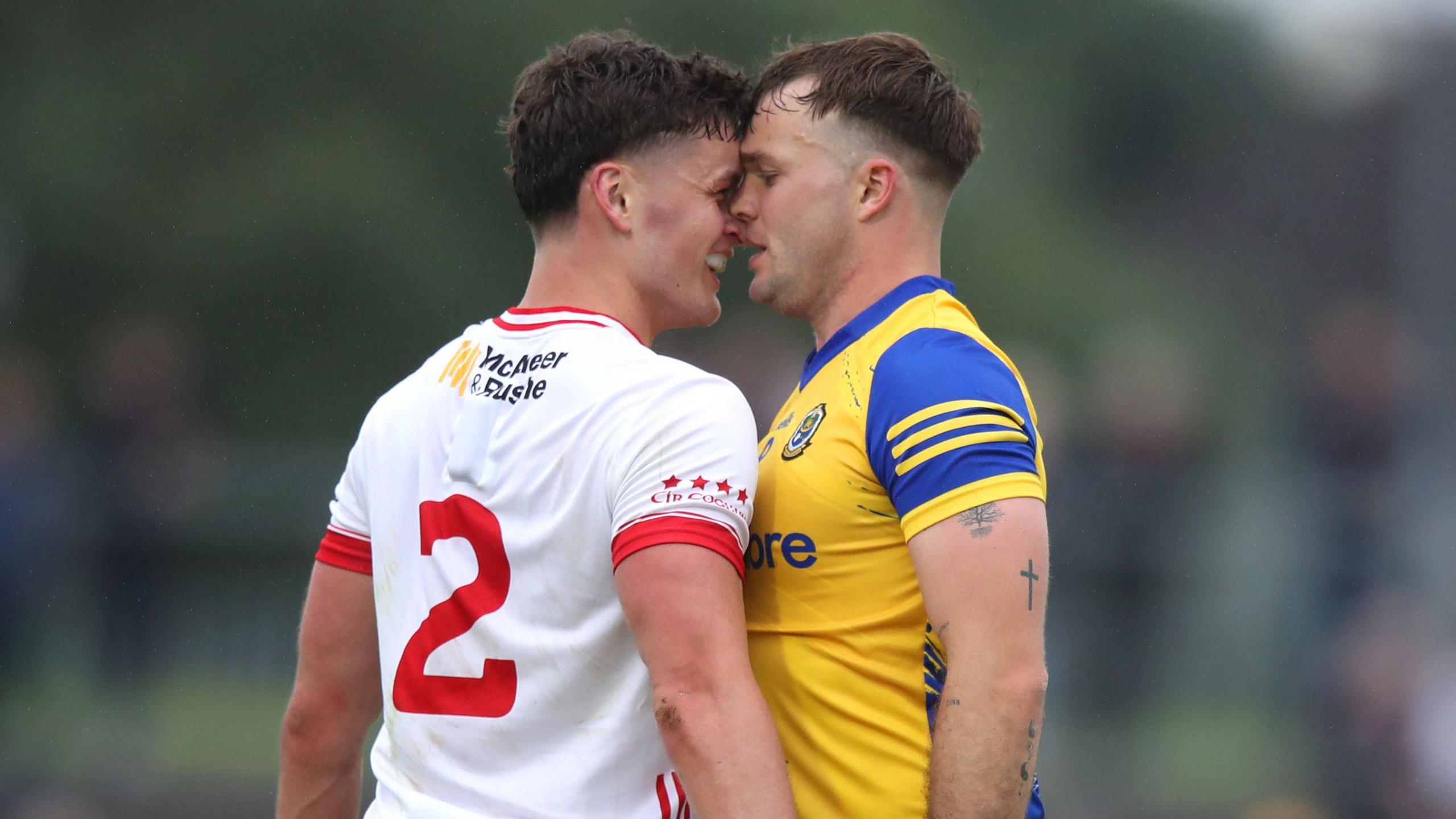 Tyrone's Michael McKernan and Ultan Harney of Roscommon