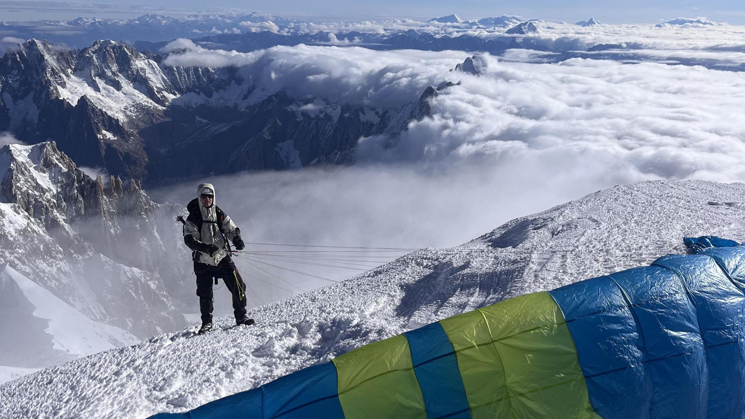 Hugh Burnaby-Atkins at the summit of Mont Blanc