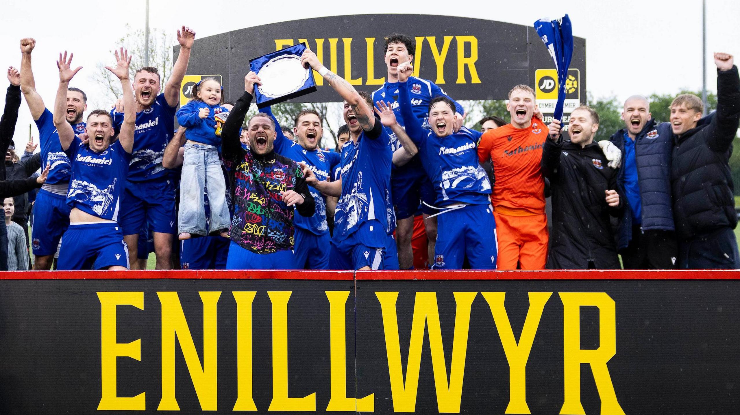 Penybont players celebrate their play-off final win